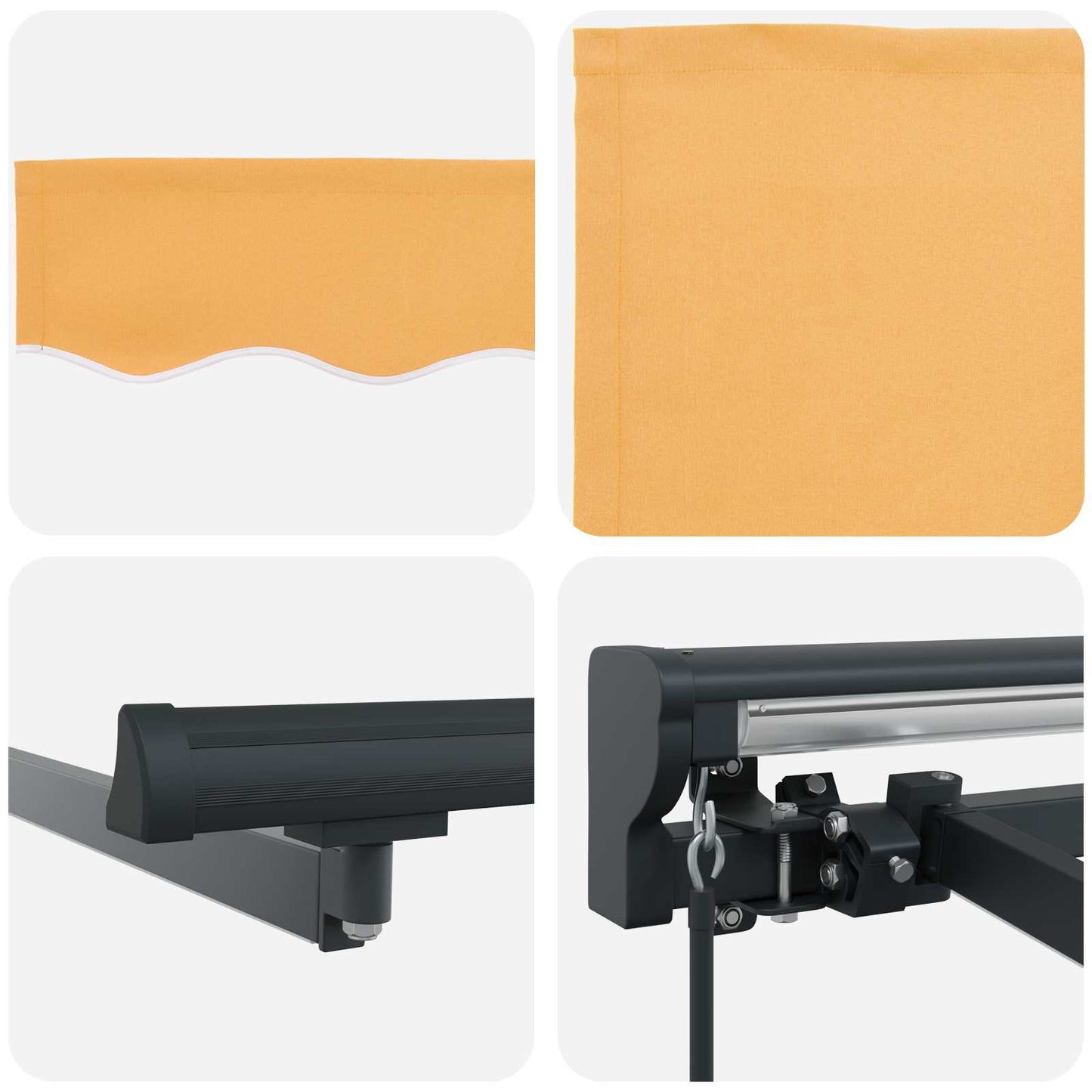 Manuel markise-ramme med LED-lys Sandfarvet 3 x 2,5 m