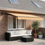 Manuel markise-ramme med LED-lys Sandfarvet 3 x 2,5 m