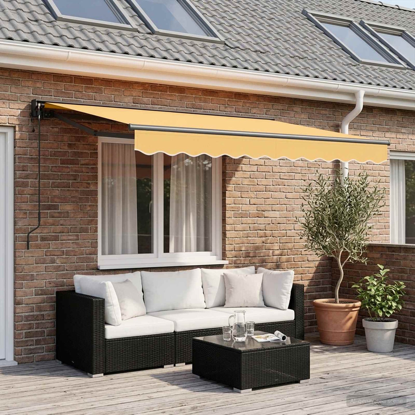 Udtrækkelig markise Sandfarvet 3 x 2,5 m Polyester og Aluminium
