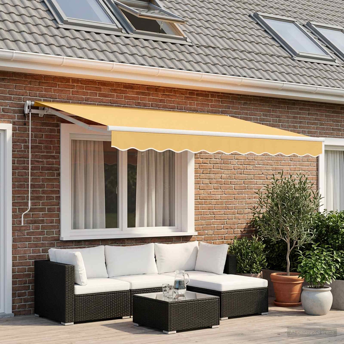 Udtrækkelig markise Sandfarvet 350 x 250 cm Polyester