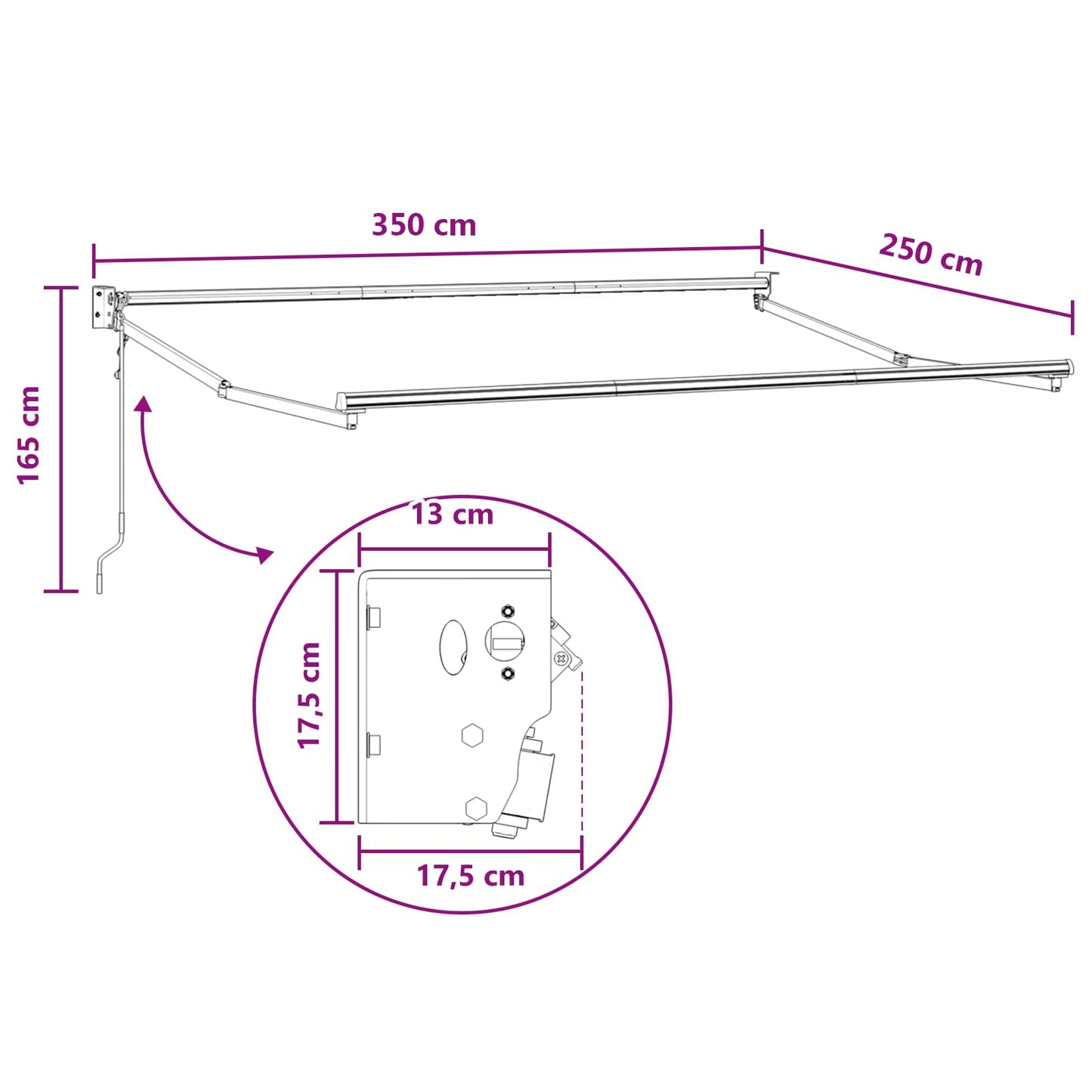 Udtrækkelig markise Sandfarvet 3,5 x 2,5 m Polyester og metal