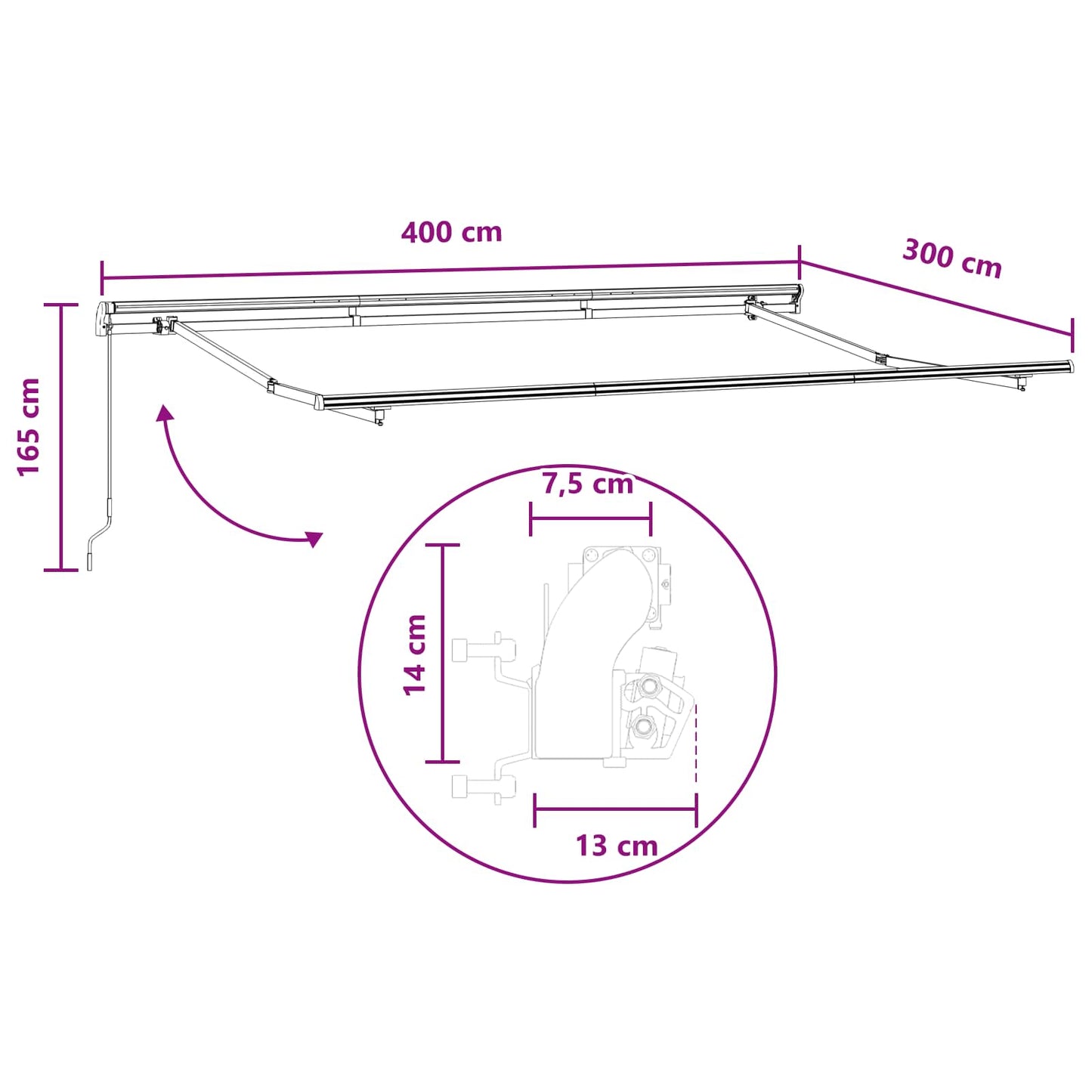 Udtrækkelig markise Sandfarvet 4 × 3 m Polyester og Aluminium