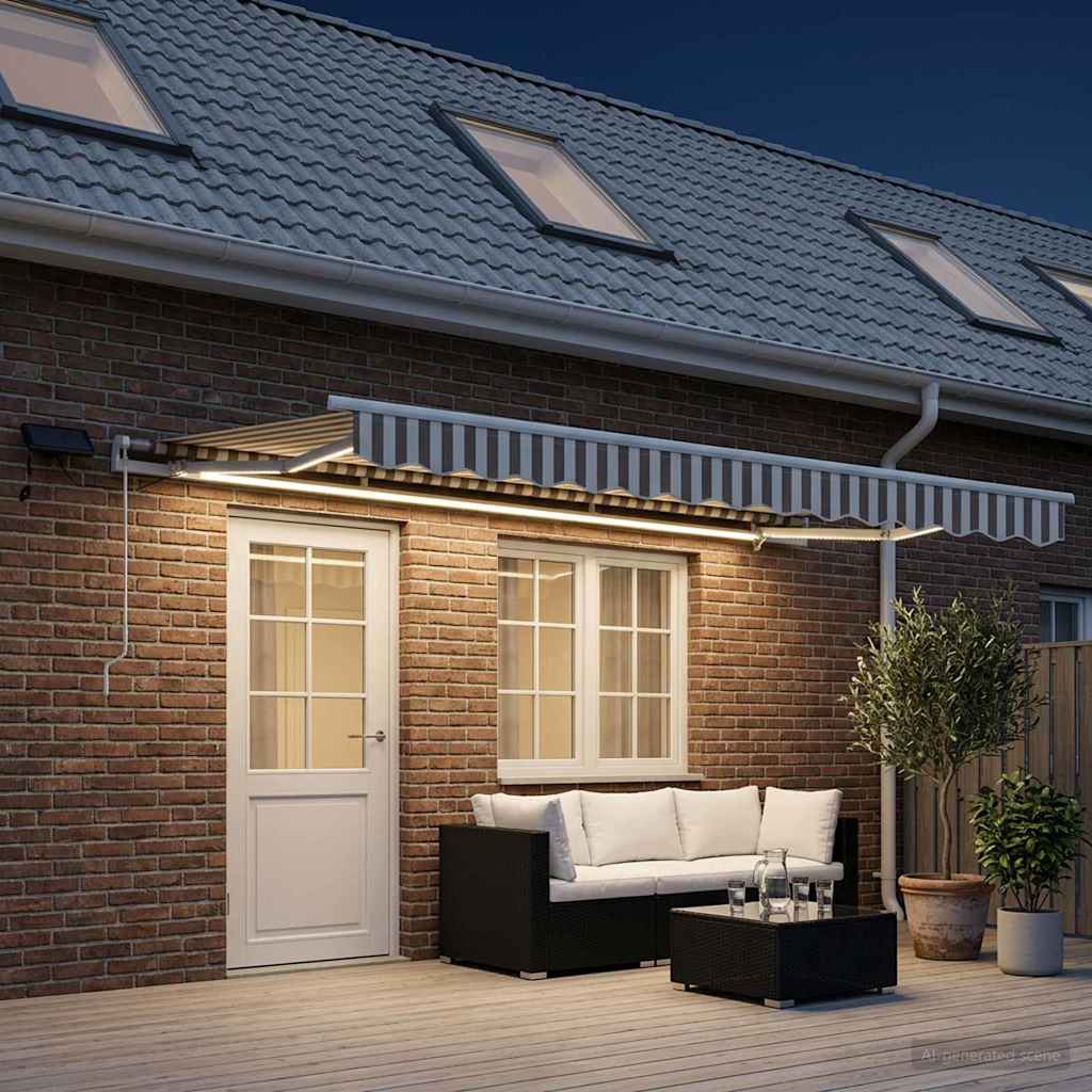 Udtrækkelig markise Lys Grå og Hvid 400 × 300 cm