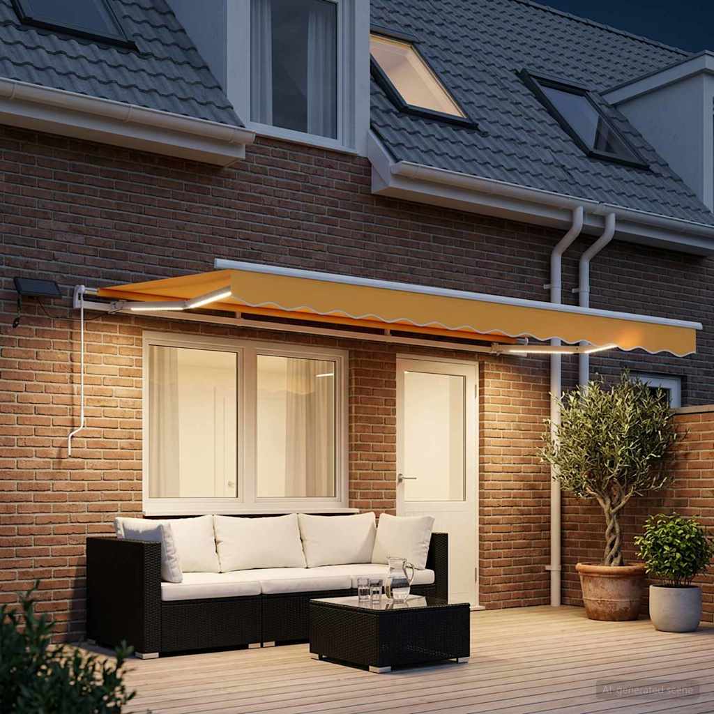 Udtrækkelig markise Sandfarvet 400 × 300 cm Stof og aluminium