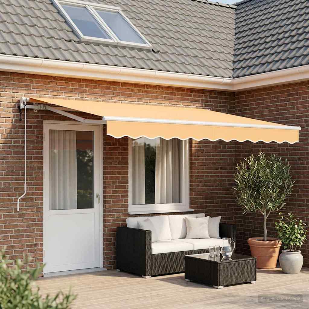 Udtrækkelig markise Sandfarvet 600 × 350 cm Polyester