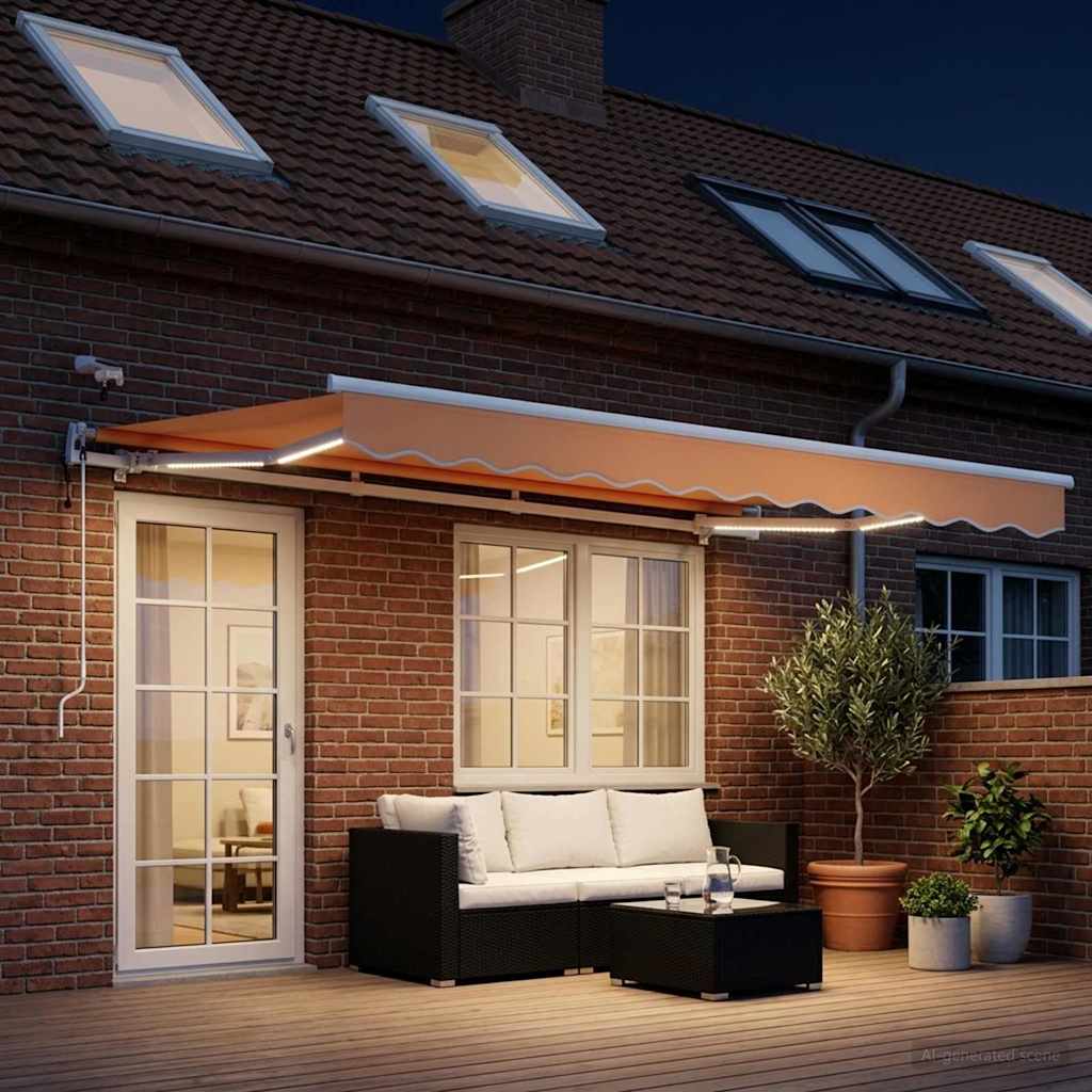 Udtrækkelig markise Sandfarvet 600 × 350 cm Polyester