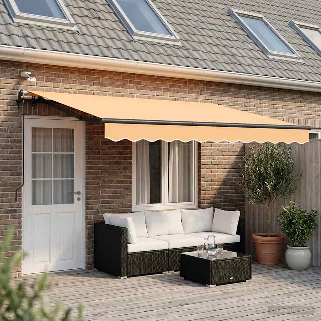 Udtrækkelig markise Sandfarvet 450 × 350 cm Polyester