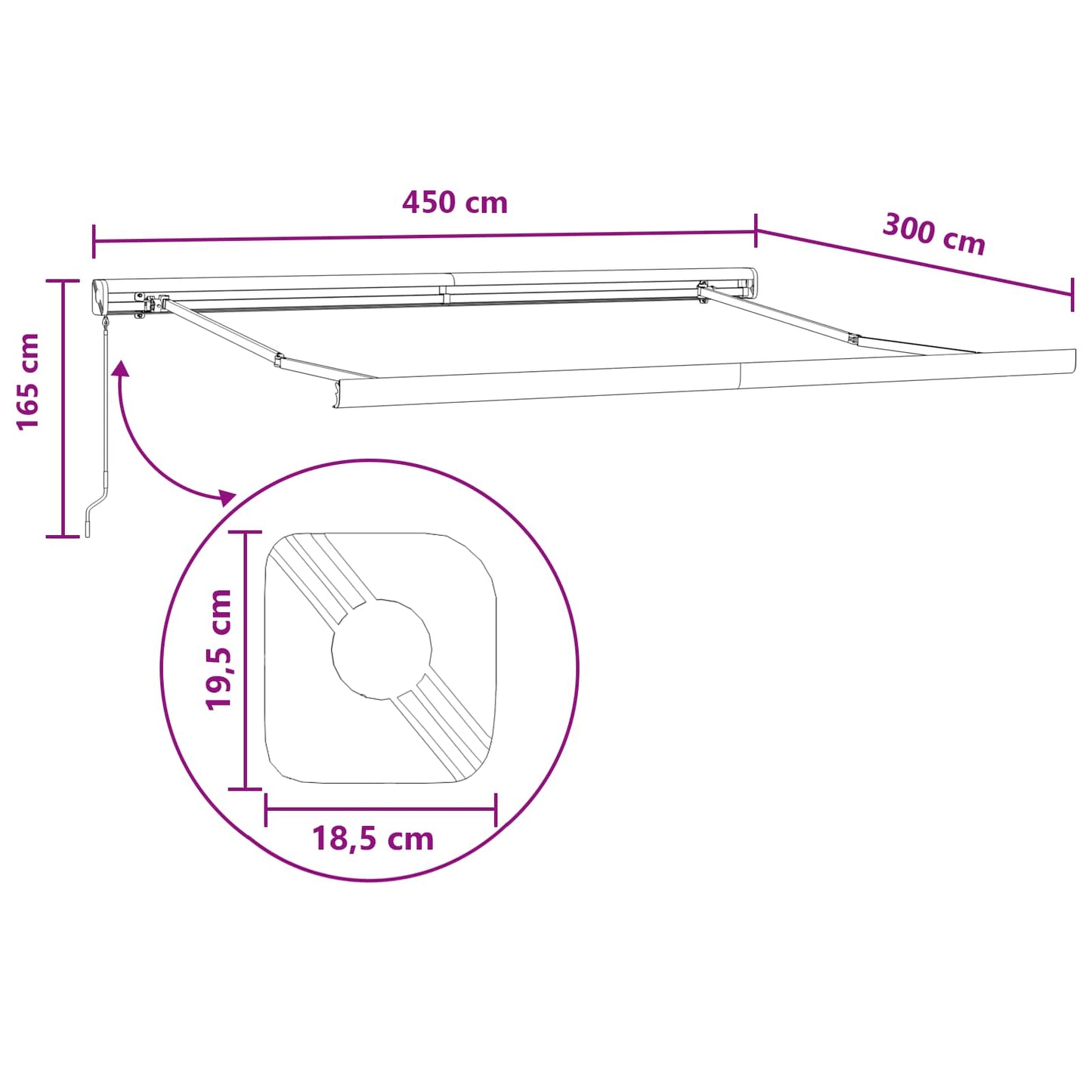 Udtrækkelig markise Lys Grå og Hvid 450 × 300 cm