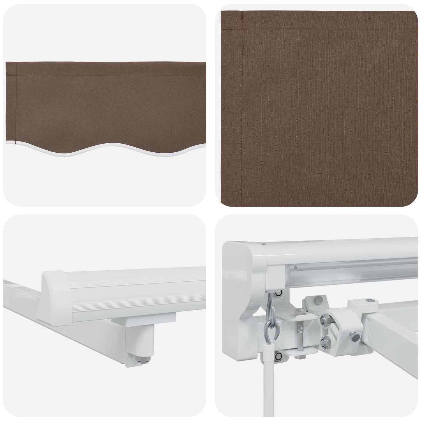 Manuel markise-ramme med LED-lys Gråbrun 4,5 × 3 m