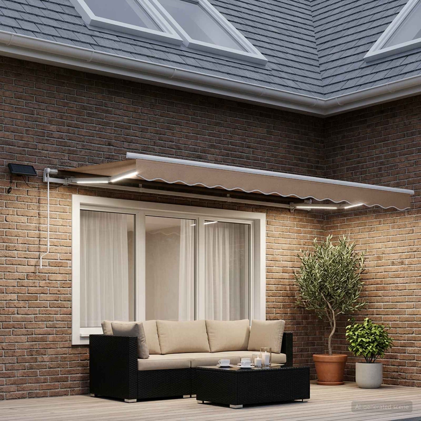 Udtrækkelig markise Gråbrun 600 × 350 cm Stof og aluminium