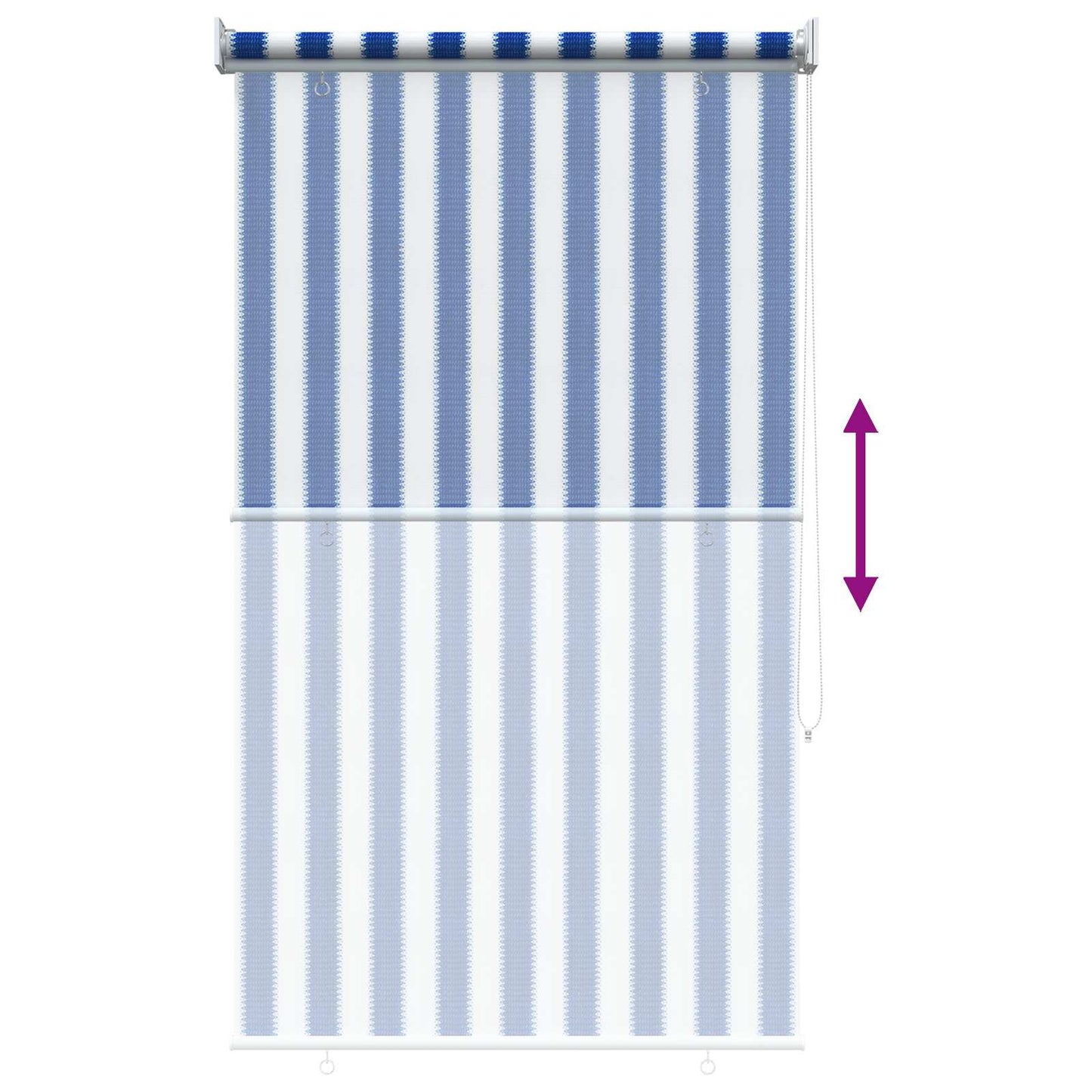 Udendørs rulleskærm 90% UV blok Blå og Hvid Stribet 60 x 140 cm