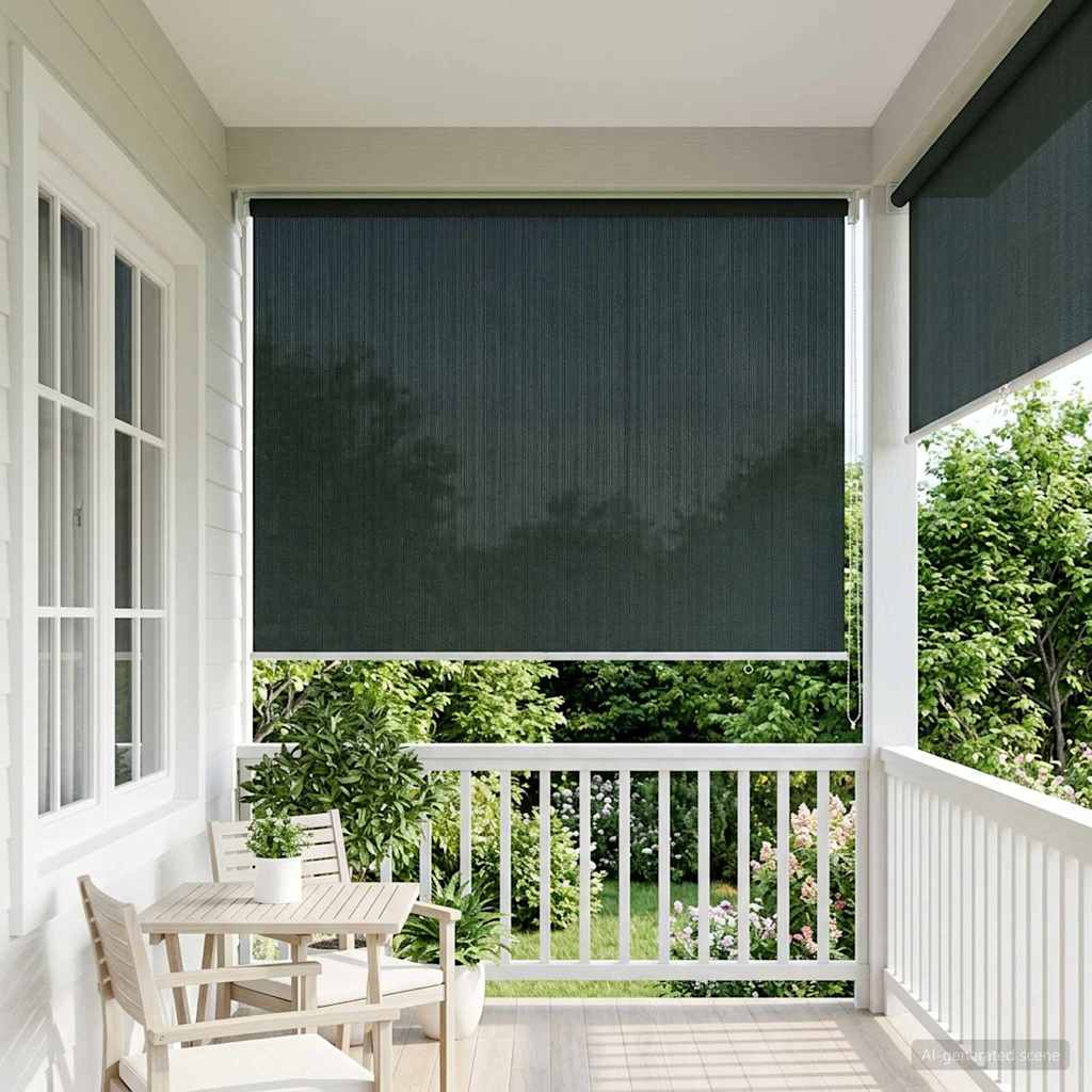 Udendørs rulleskærm 90% UV blok Mørkegrøn 140 x 140 cm HDPE