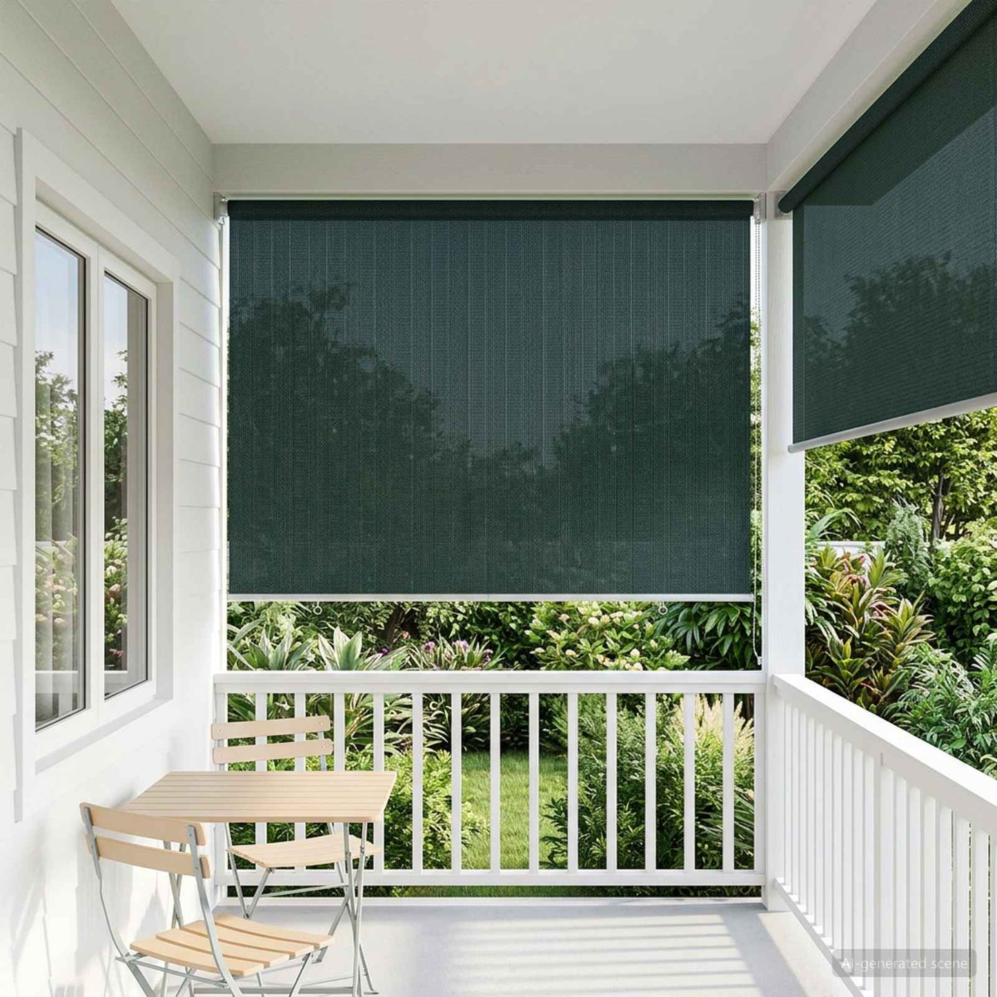 Udendørs rulleskærm 90% UV blok Mørkegrøn 80 x 230 cm HDPE