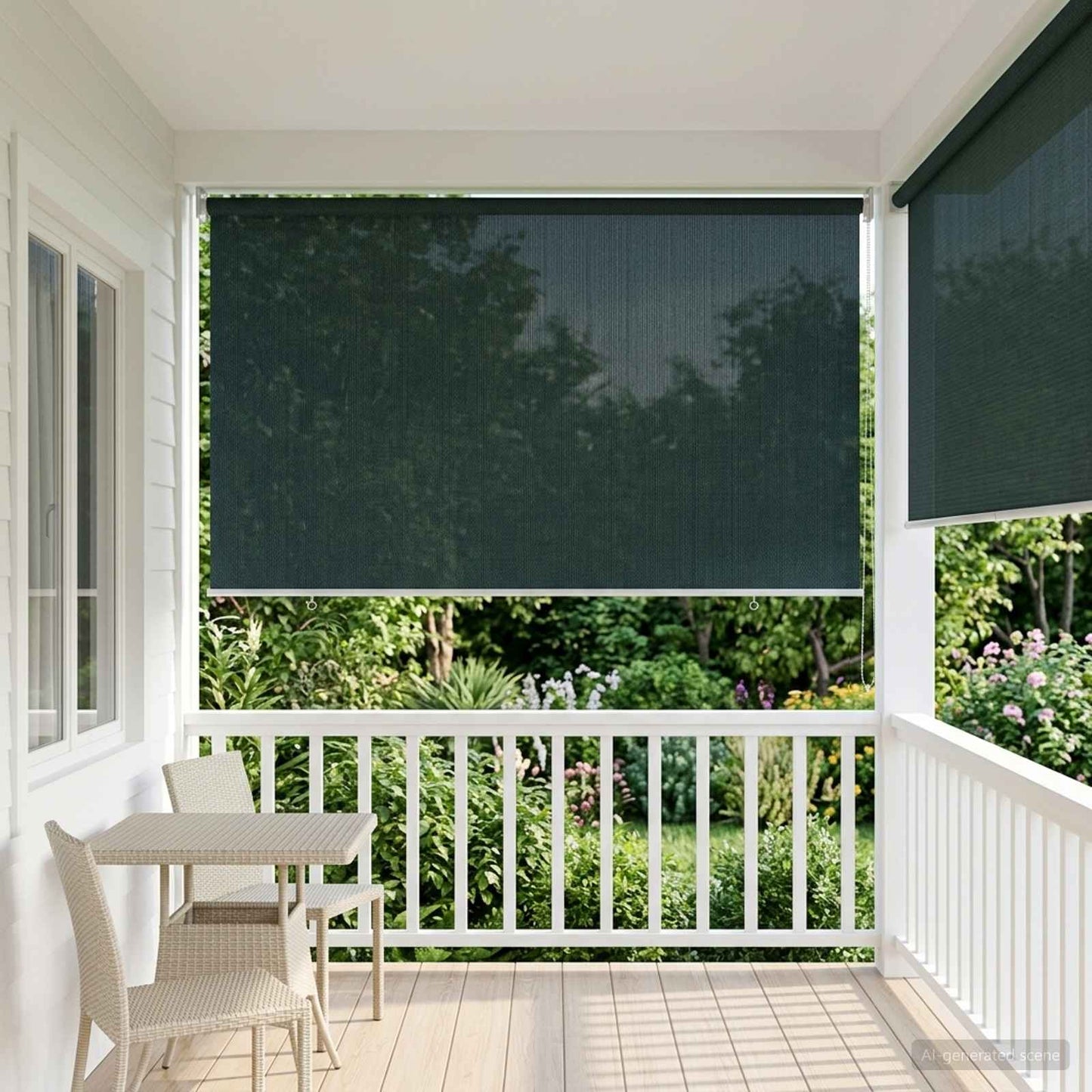 Udendørs rulleskærm 90% UV blok Mørkegrøn 400 x 230 cm HDPE