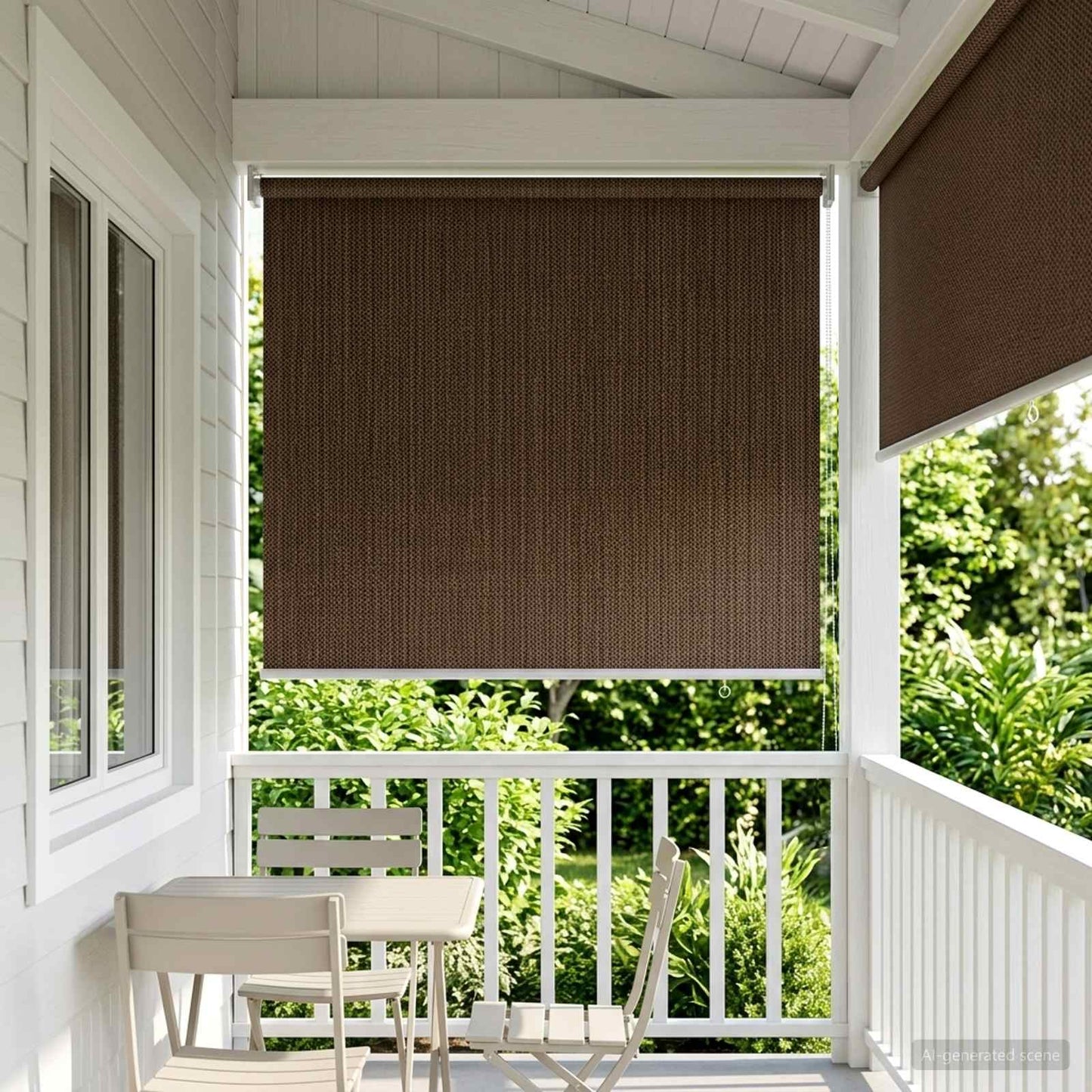 Udendørs rulleskærm 90% UV blok Brun 60 x 140 cm HDPE