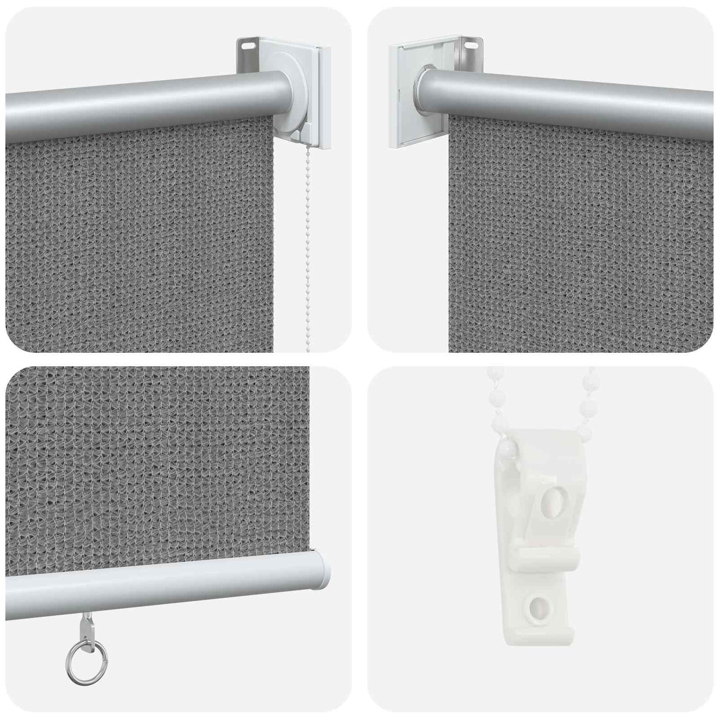 Udendørs rulleskærm 90% UV blok Lysegrå 180 x 140 cm HDPE