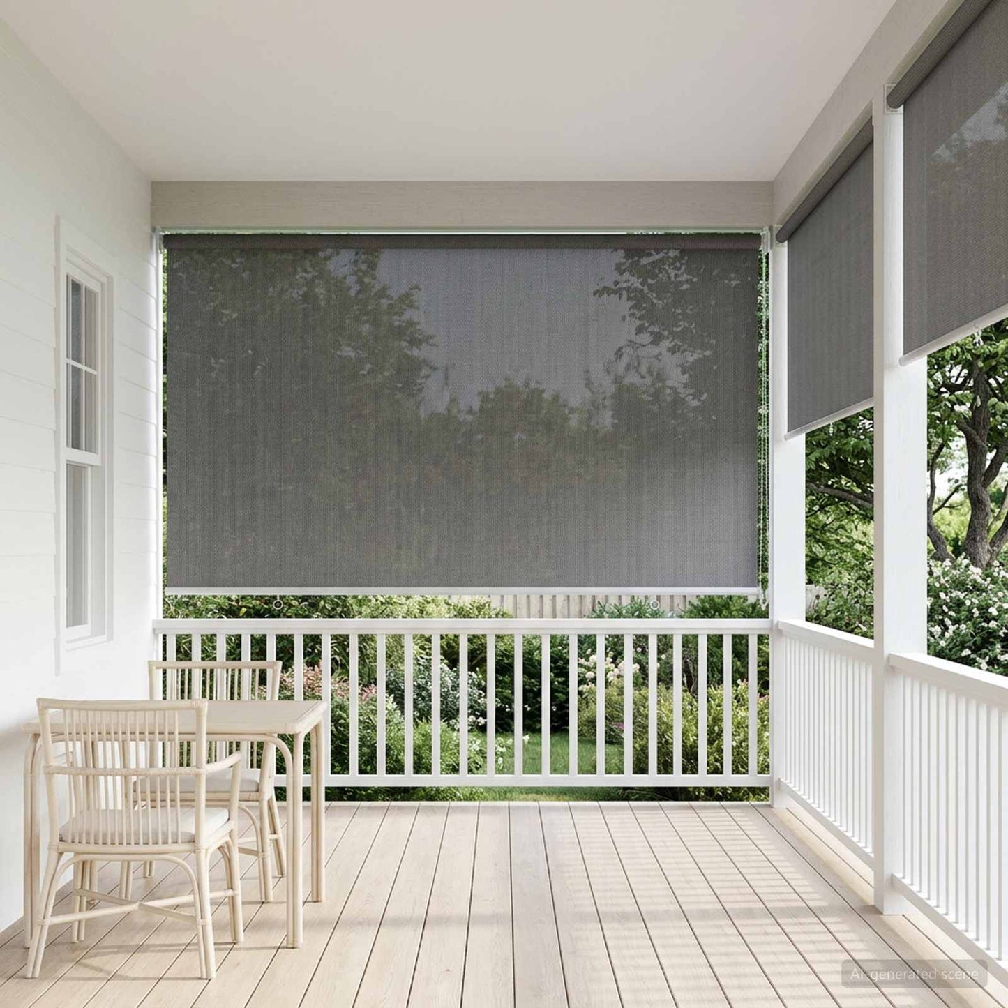 Udendørs rulleskærm 90% UV blok Lysegrå 180 x 140 cm HDPE