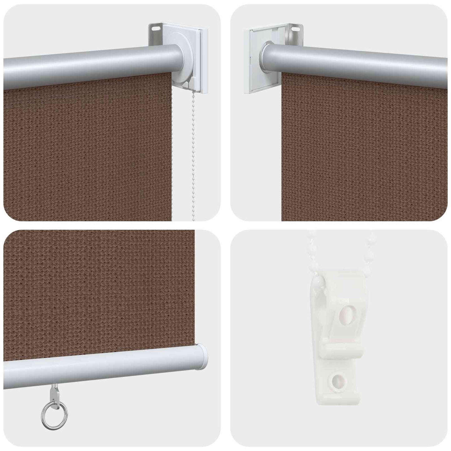 Udendørs rulleskærm 90% UV blok Gråbrun 140 x 140 cm HDPE