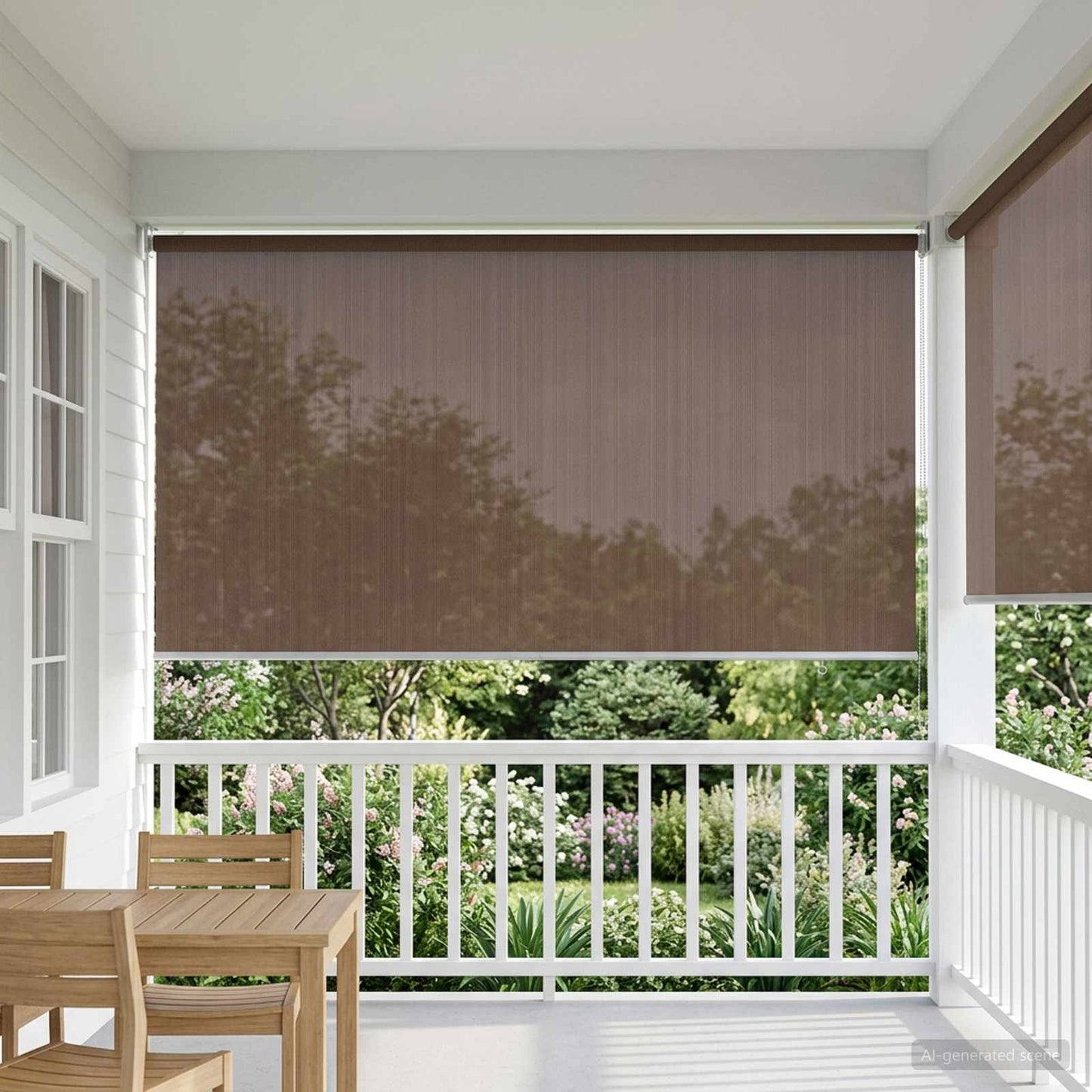 Udendørs rulleskærm 90% UV blok Gråbrun 160 x 140 cm HDPE