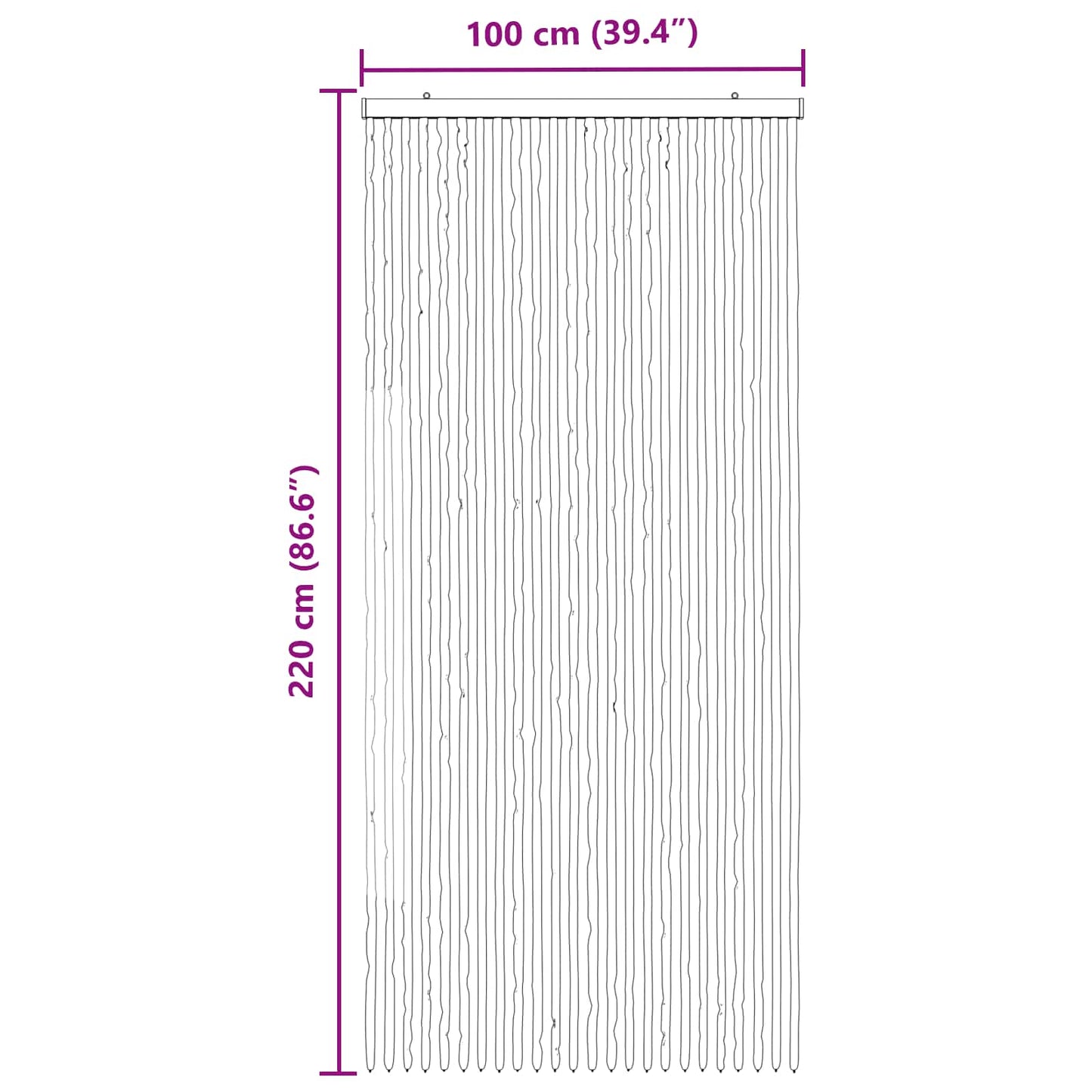 Insektgardin i chenille Lys Grå og Hvid 100 x 220 cm 100% PP