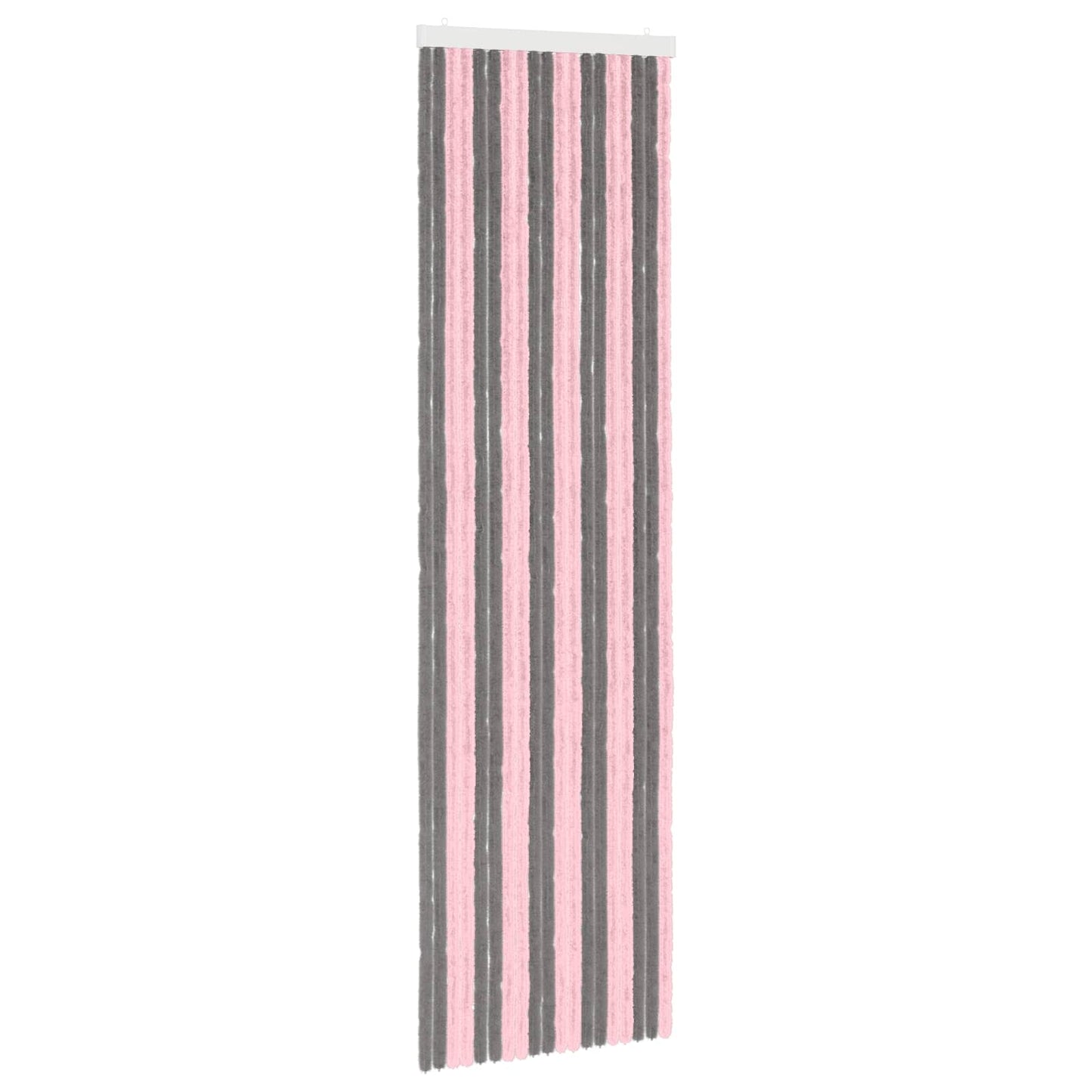 Insektgardin i chenille Sølvgrå og lyserød 56 x 200 cm 100% PP