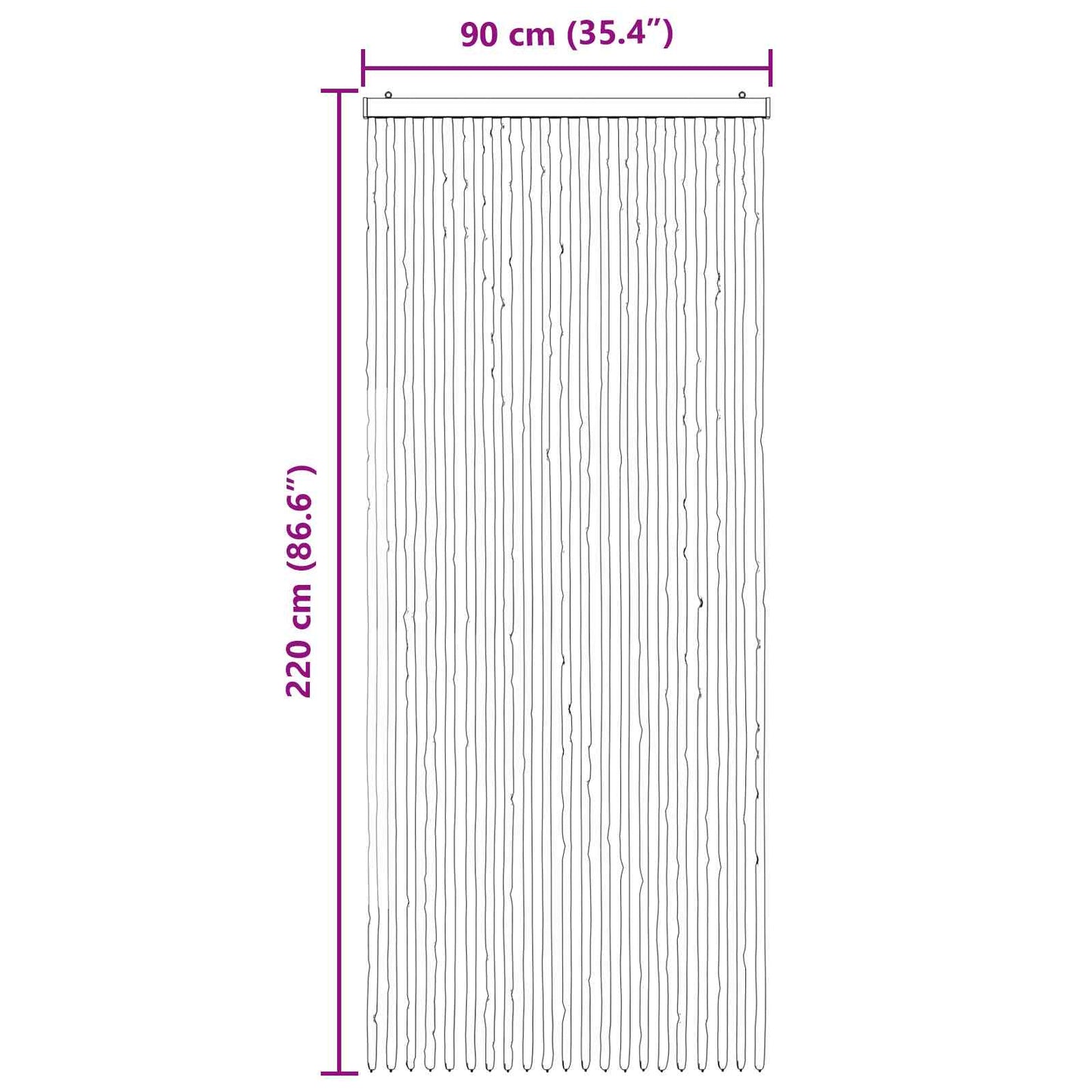 Insektgardin i chenille Sølvgrå og lyserød 90 x 220 cm 100% PP