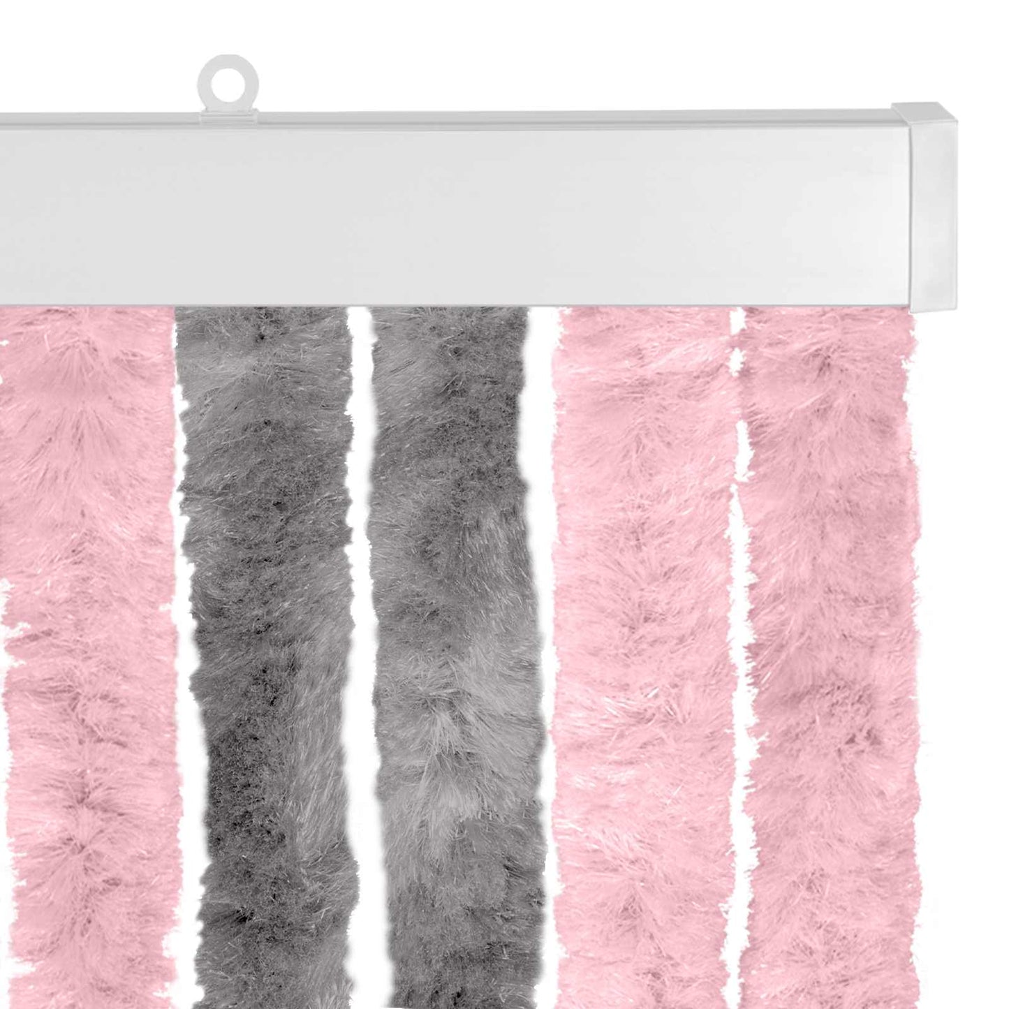 Insektgardin i chenille Sølvgrå og lyserød 100 x 200 cm 100% PP