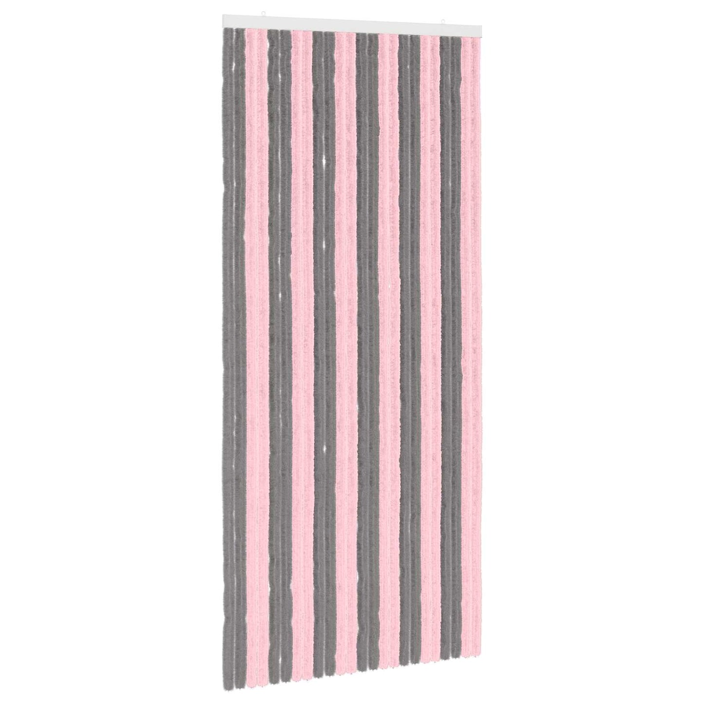 Insektgardin i chenille Sølvgrå og lyserød 100 x 220 cm 100% PP