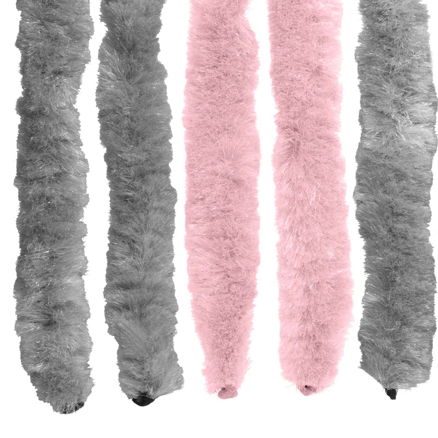 Insektgardin i chenille Sølvgrå og lyserød 118 x 220 cm 100% PP
