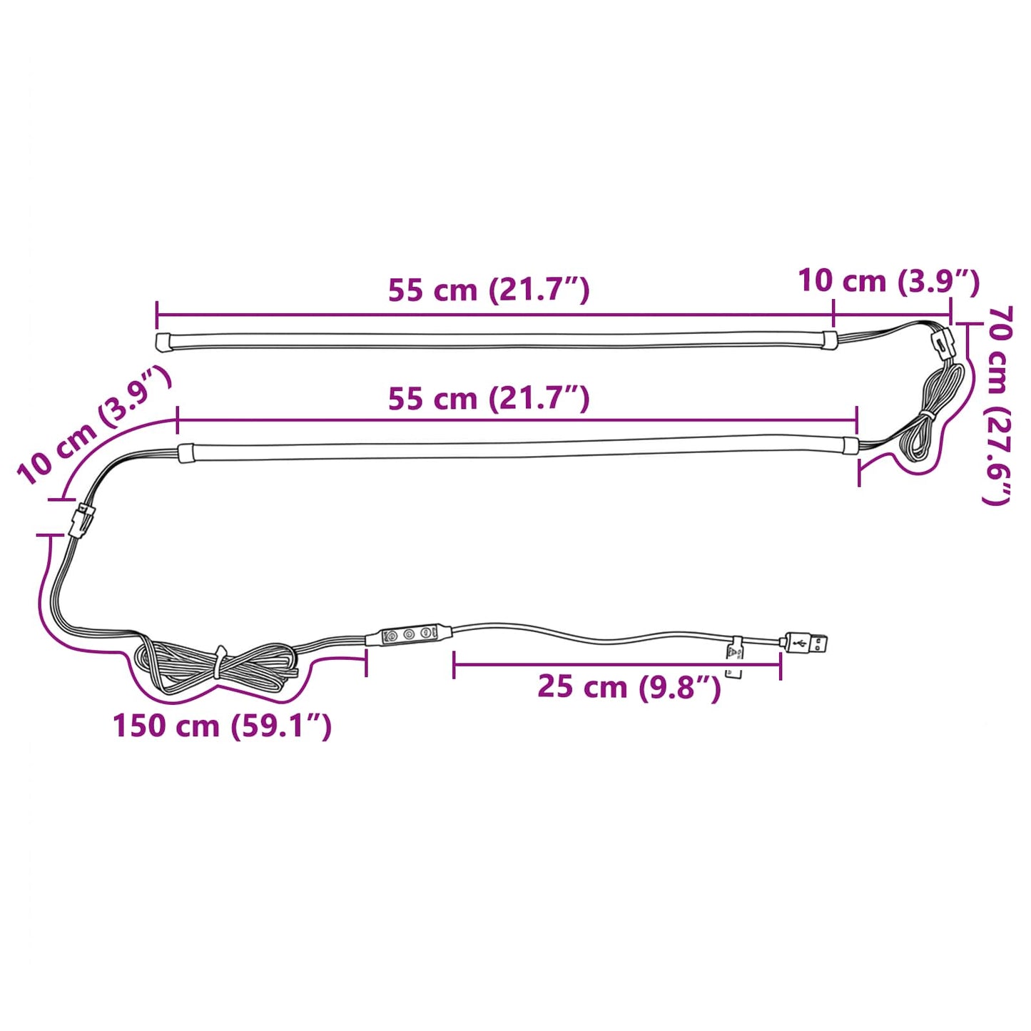 LED Strip 110 cm Flerfarvet PVC