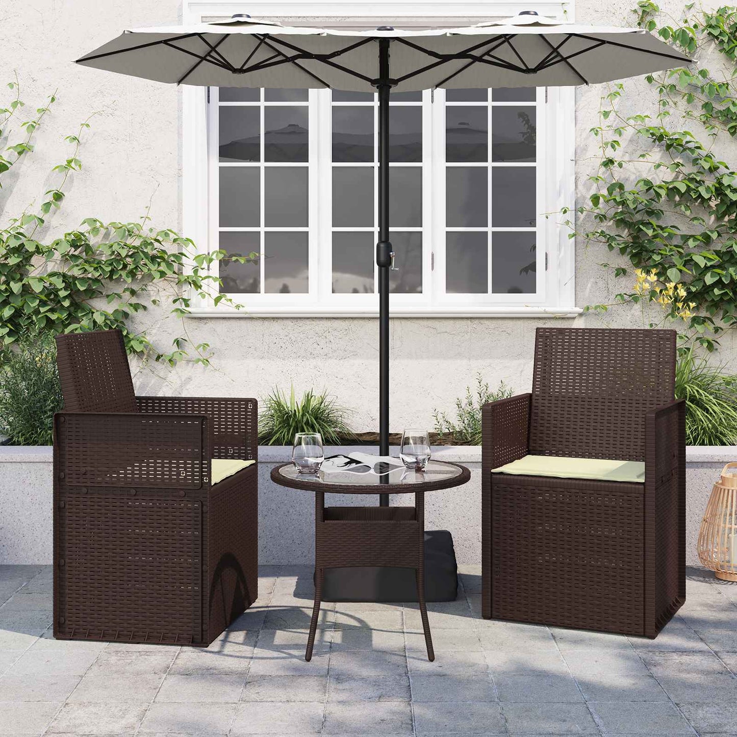 Sædepuder 2 pcs Creme 47 x 36 x 2 cm Polyester