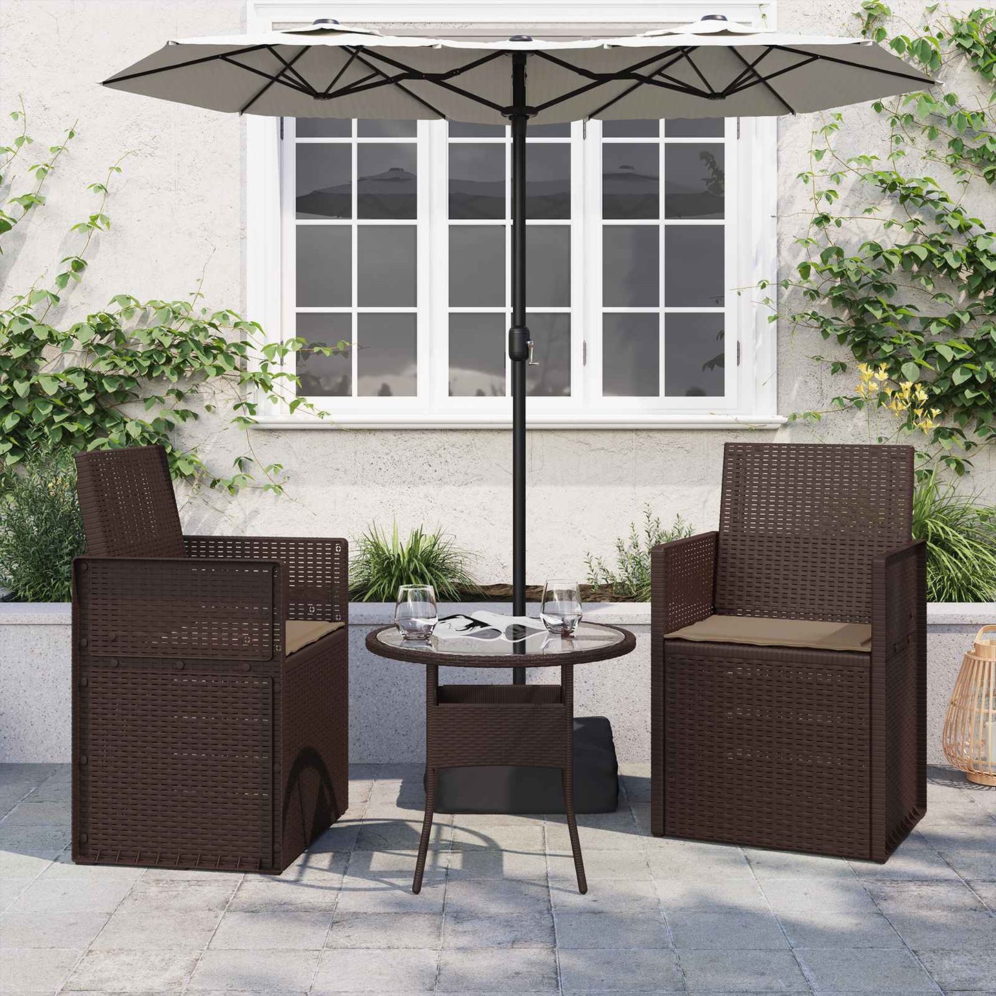 Sædepuder 2 pcs Gråbrun 47 x 36 x 2 cm Polyester