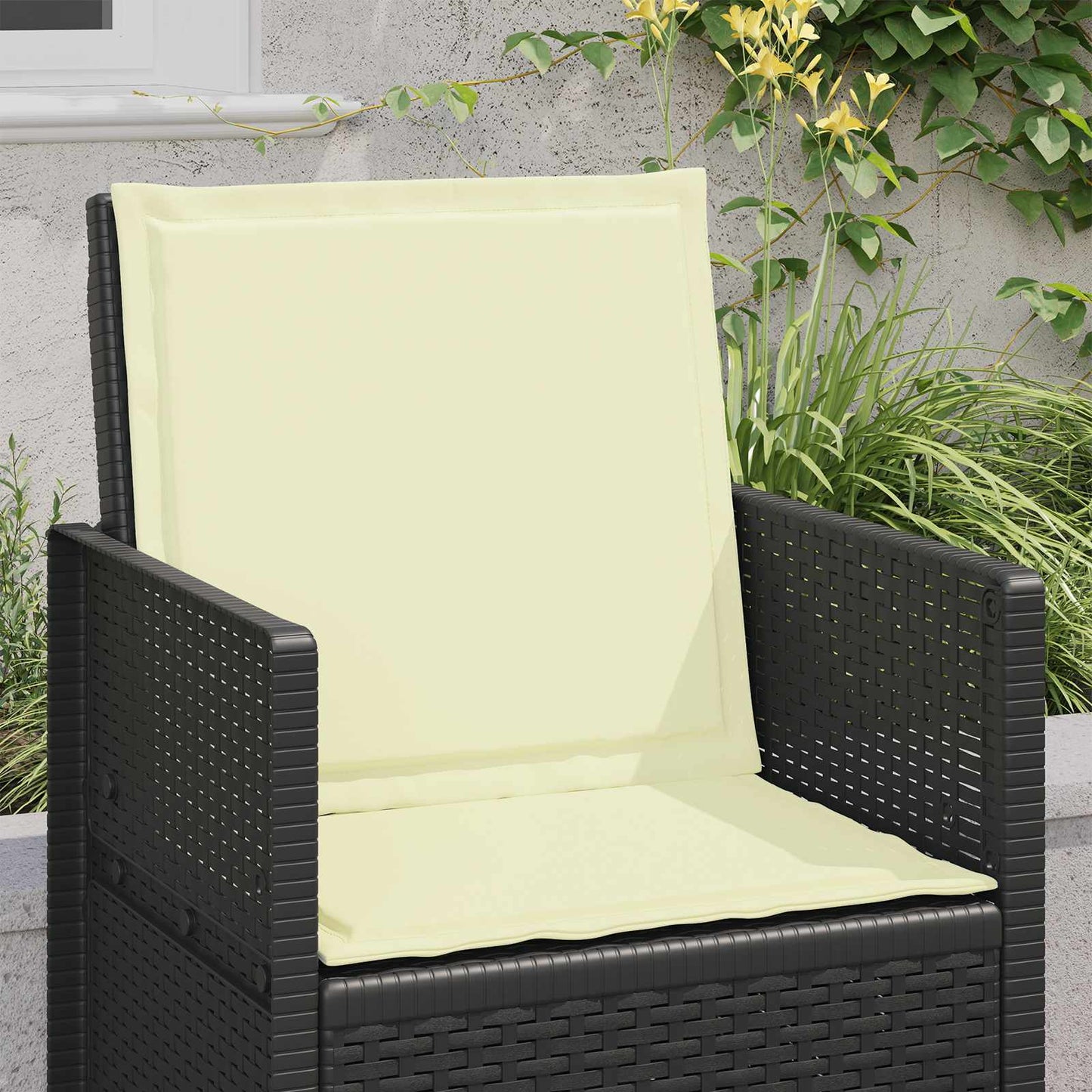 Sæde- og rygpuder 2 pcs Cremefarvet 47 x 45 x 2 cm Polyester