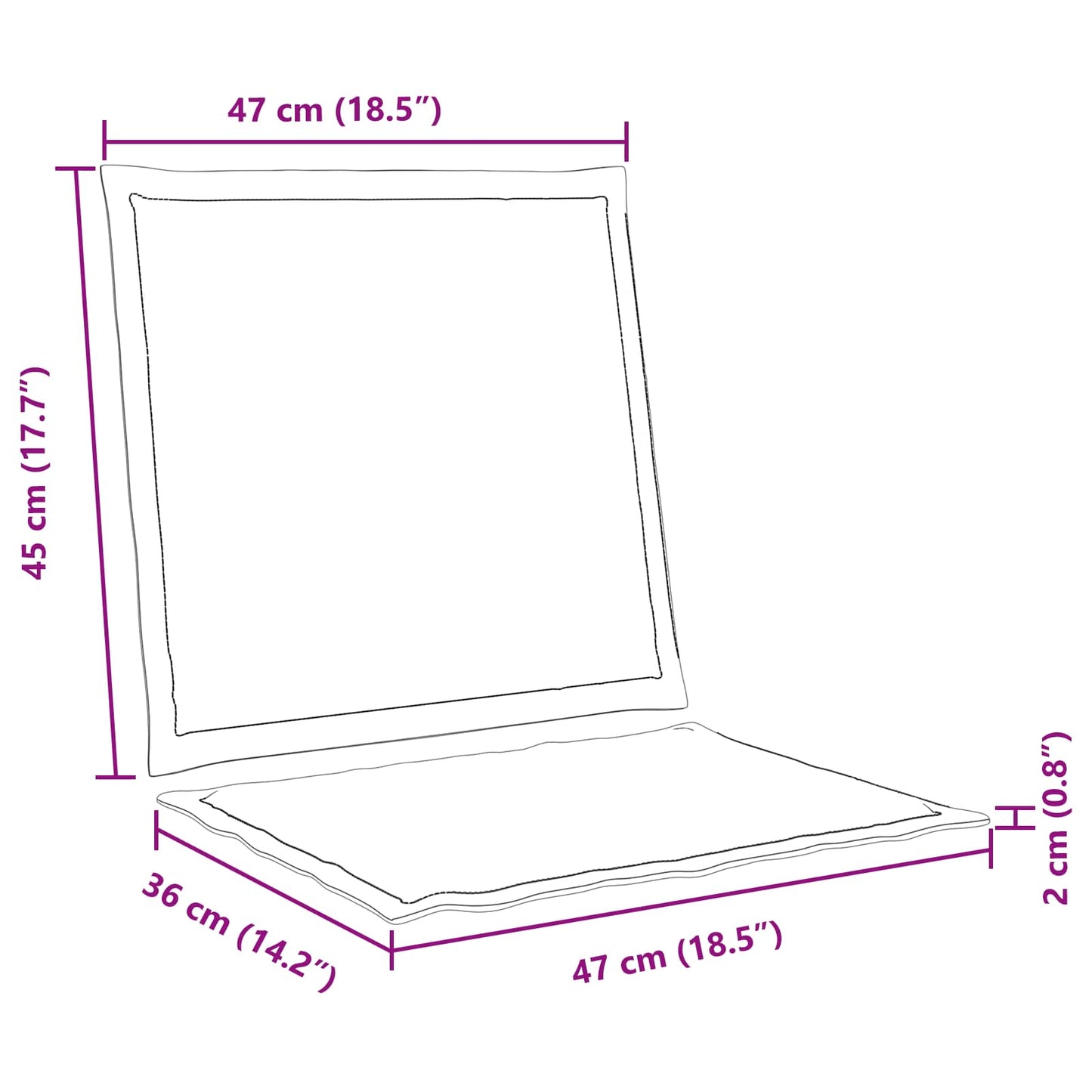 Sæde- og rygpuder 2 pcs Cremefarvet 47 x 45 x 2 cm Polyester