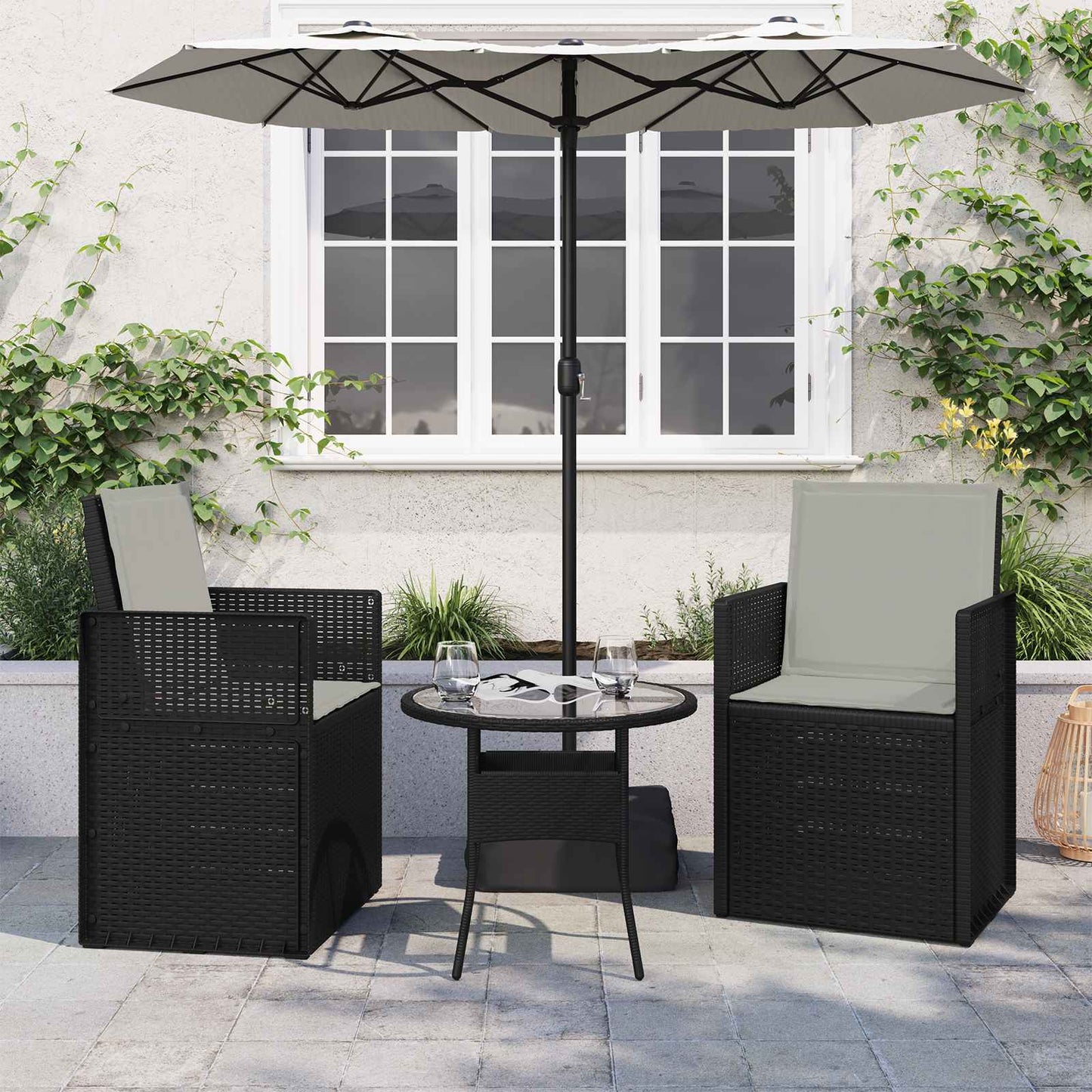 Sæde- og rygpuder 2 pcs Lysegrå 47 x 45 x 2 cm Polyester