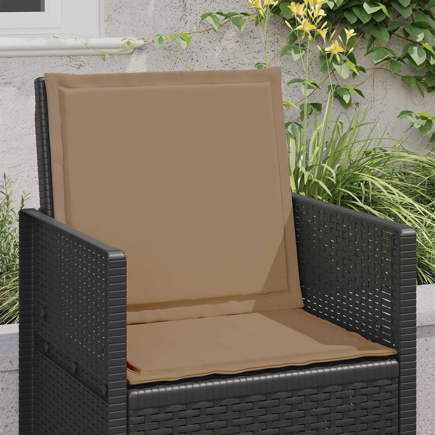 Sæde- og rygpuder 4 pcs Gråbrun 47 x 45 x 2 cm Polyester