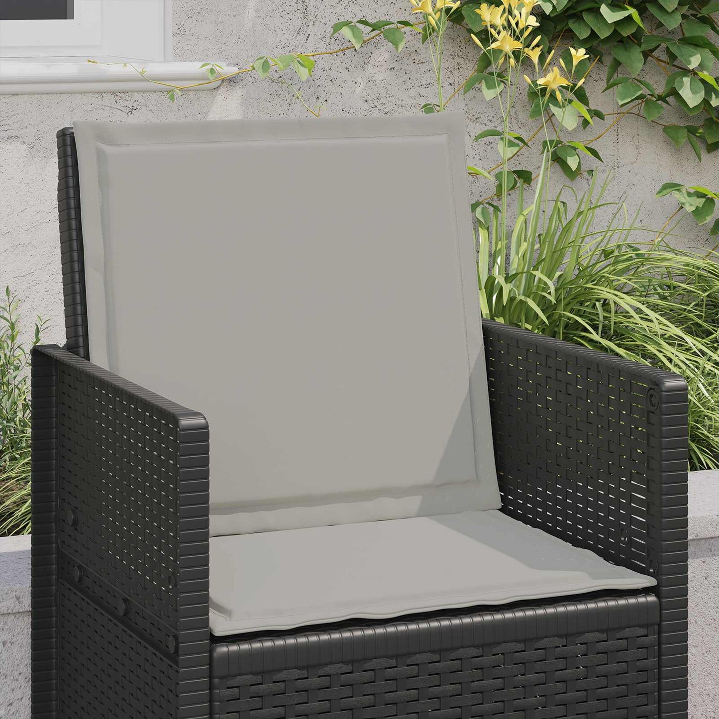 Sæde- og rygpuder 4 pcs Lysegrå 47 x 45 x 2 cm Polyester