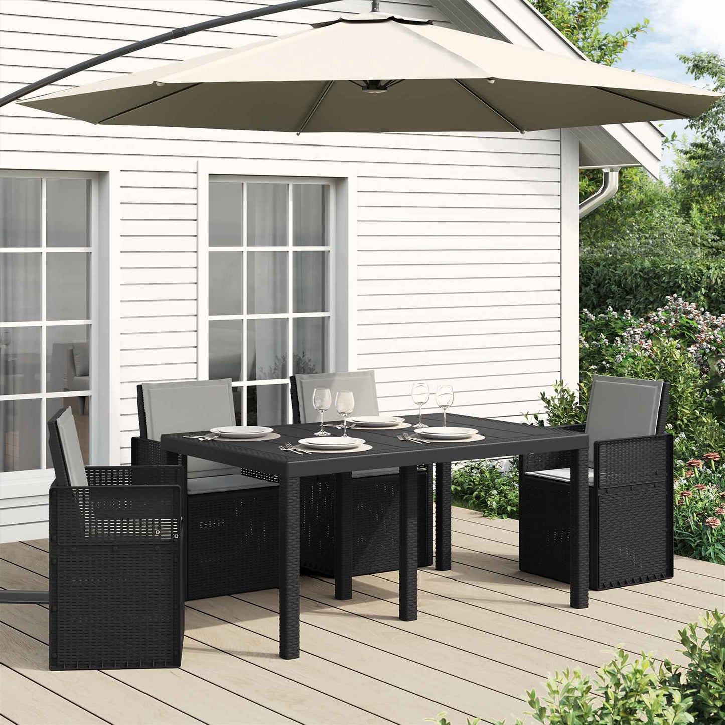 Sæde- og rygpuder 4 pcs Lysegrå 47 x 45 x 2 cm Polyester