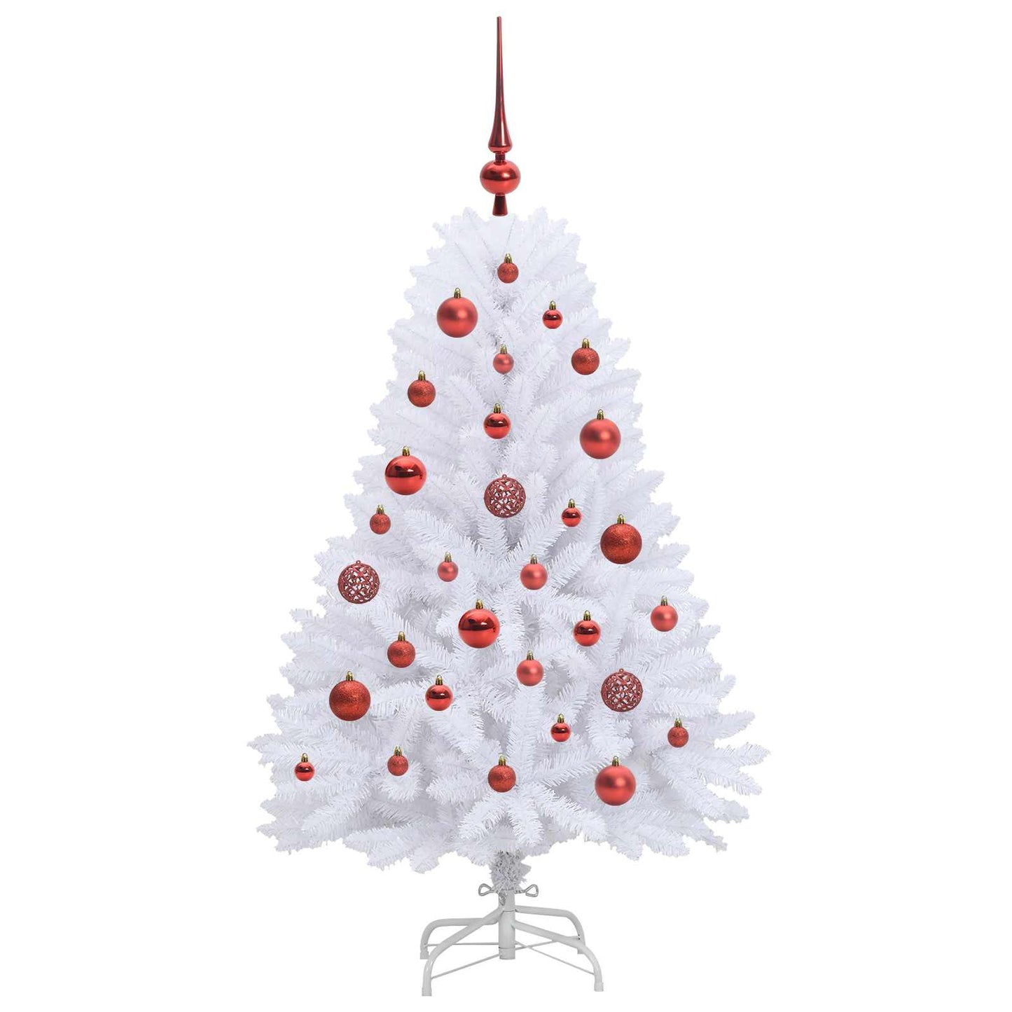 Kunstigt Hinged Juletræ med 150 LED'er Hvid 120 cm PVC og Stål