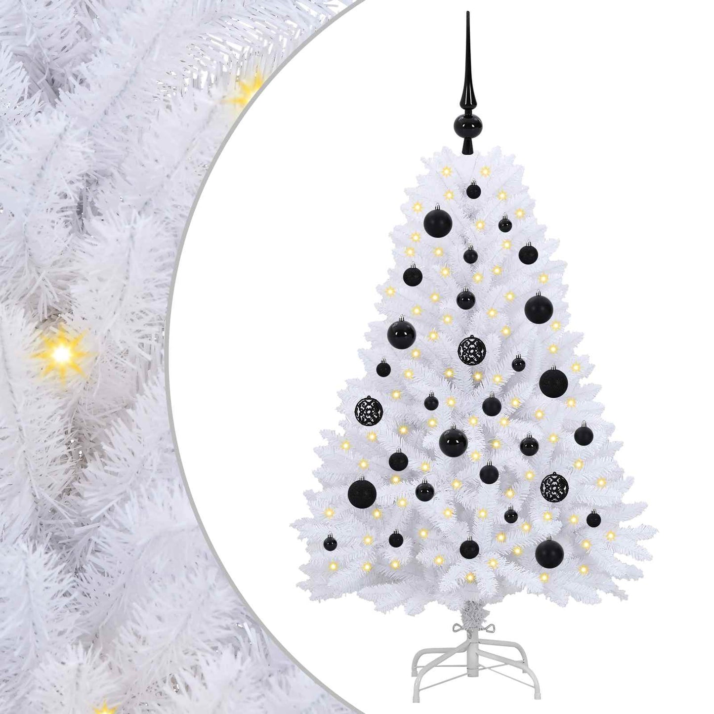 Kunstigt Hinged Juletræ med 150 LED'er Hvid 120 cm PVC og Stål