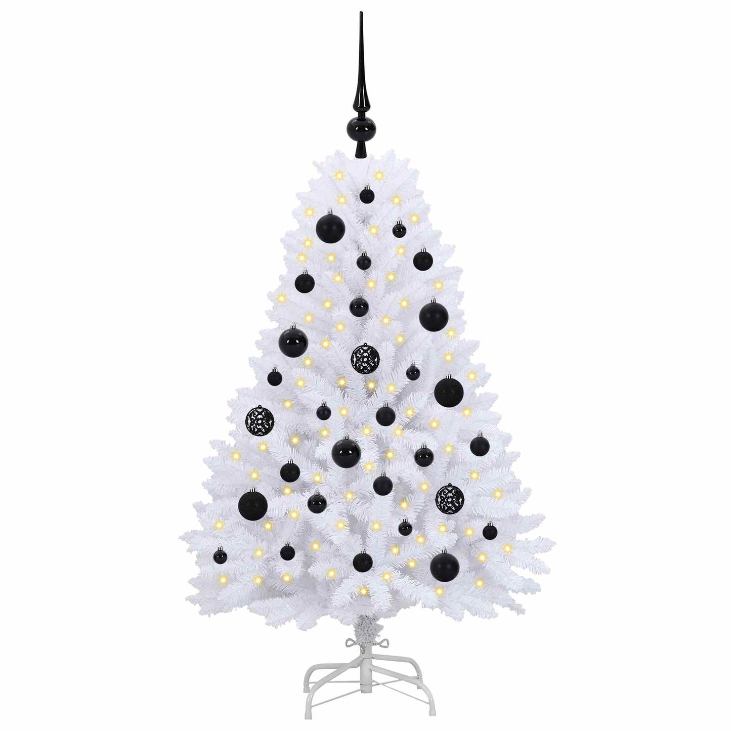 Kunstigt Hinged Juletræ med 150 LED'er Hvid 120 cm PVC og Stål