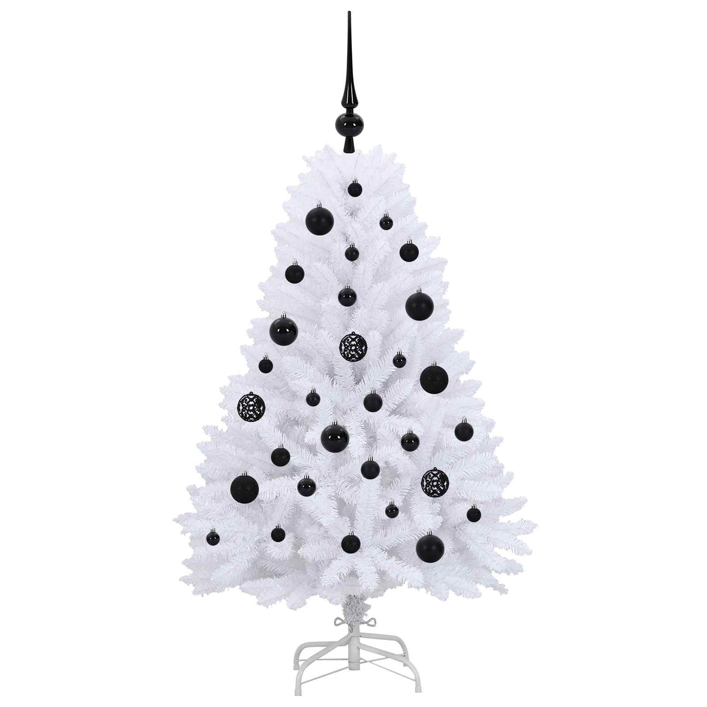 Kunstigt Hinged Juletræ med 150 LED'er Hvid 120 cm PVC og Stål