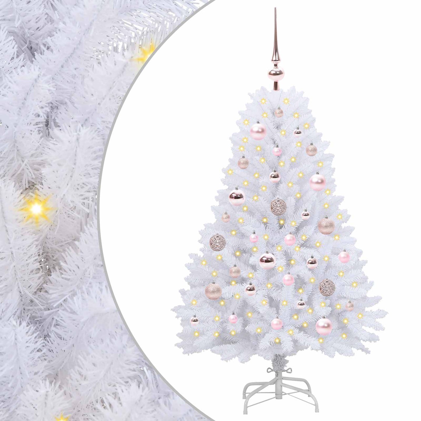 Kunstigt Hinged Juletræ med 150 LED'er Hvid 120 cm PVC og Stål