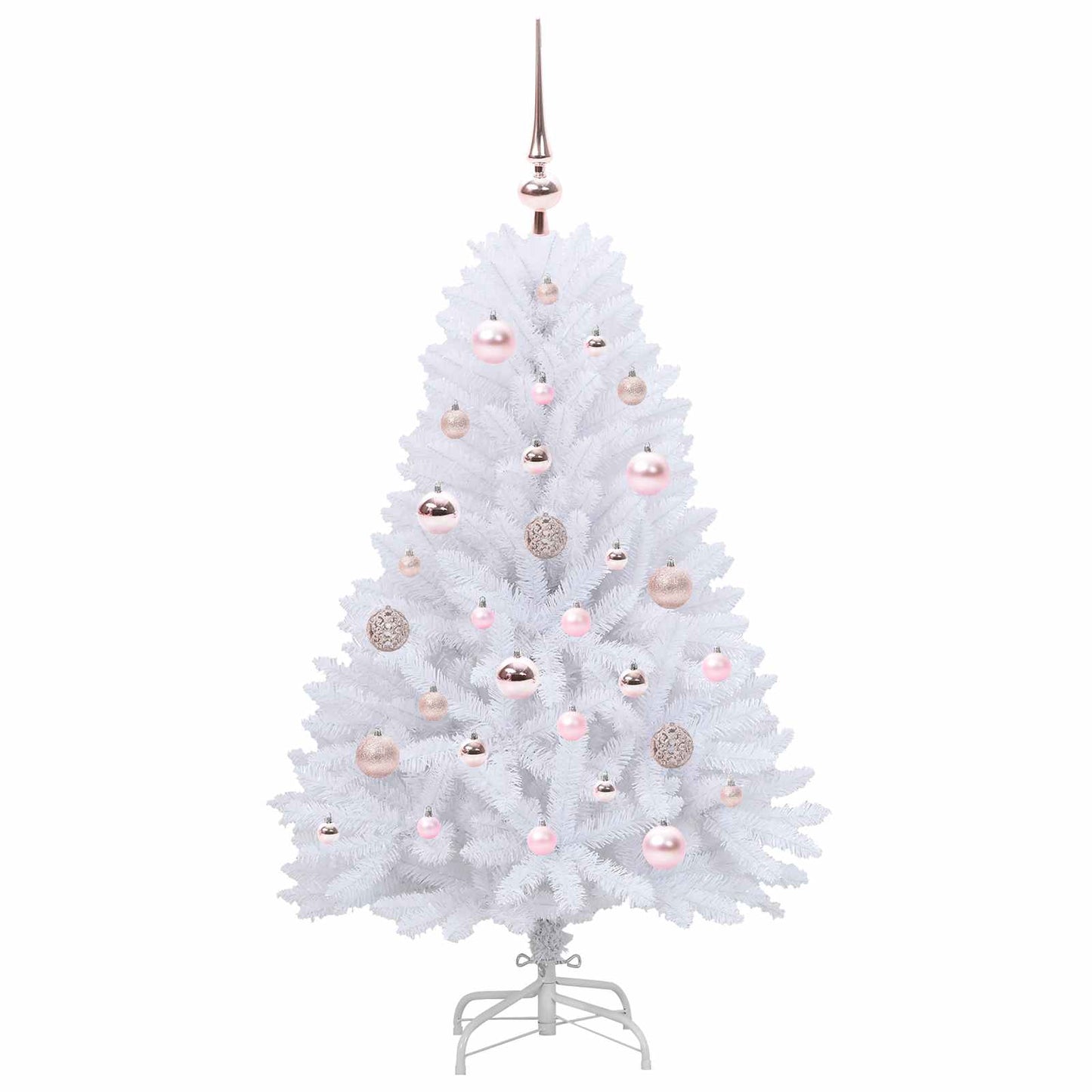 Kunstigt Hinged Juletræ med 150 LED'er Hvid 120 cm PVC og Stål