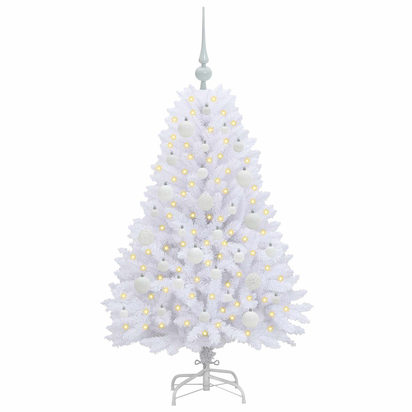 Kunstigt Hinged Juletræ med 150 LED'er Hvid 120 cm PVC og Stål