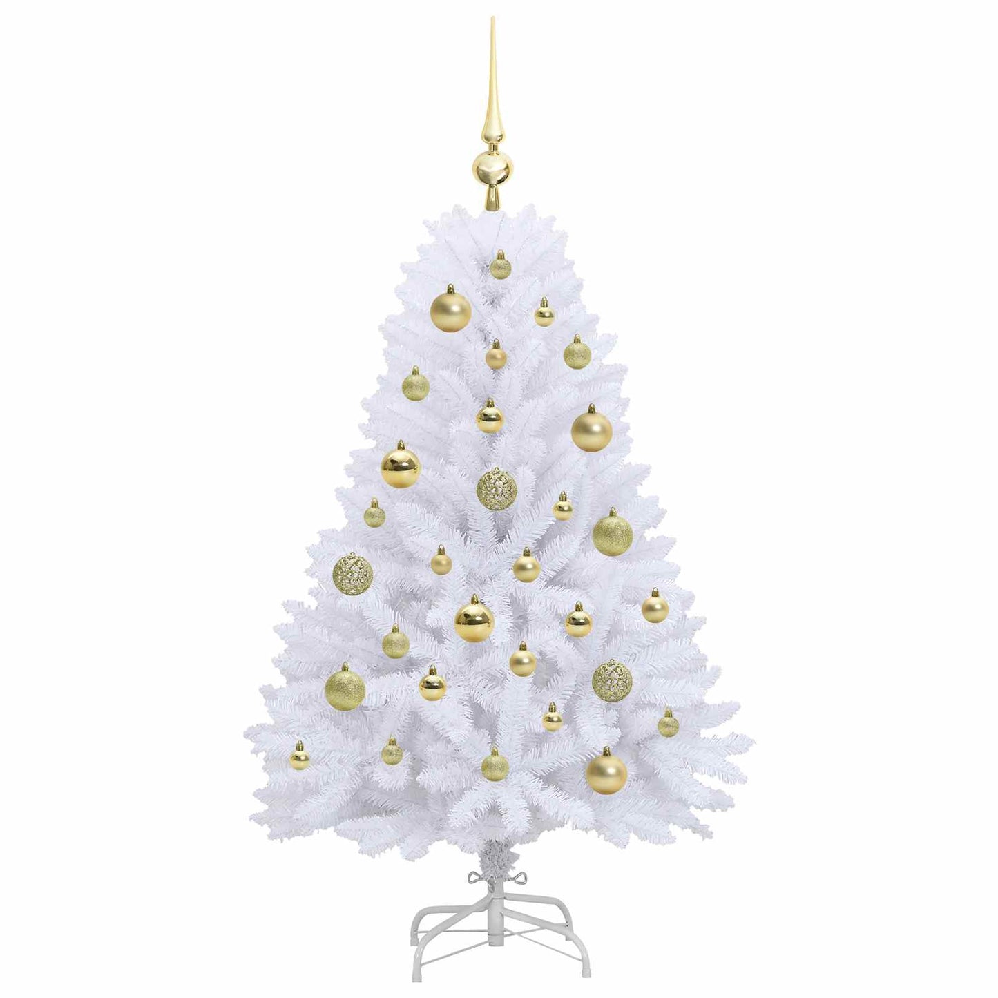 Kunstigt Hinged Juletræ med 150 LED'er Hvid 120 cm PVC og Stål