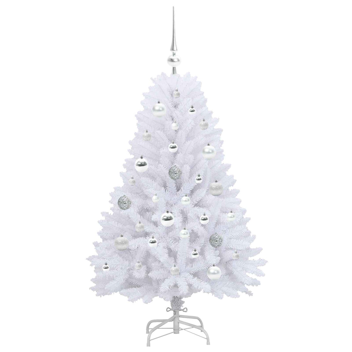 Kunstigt Hinged Juletræ med 150 LED'er Hvid 120 cm PVC og Stål