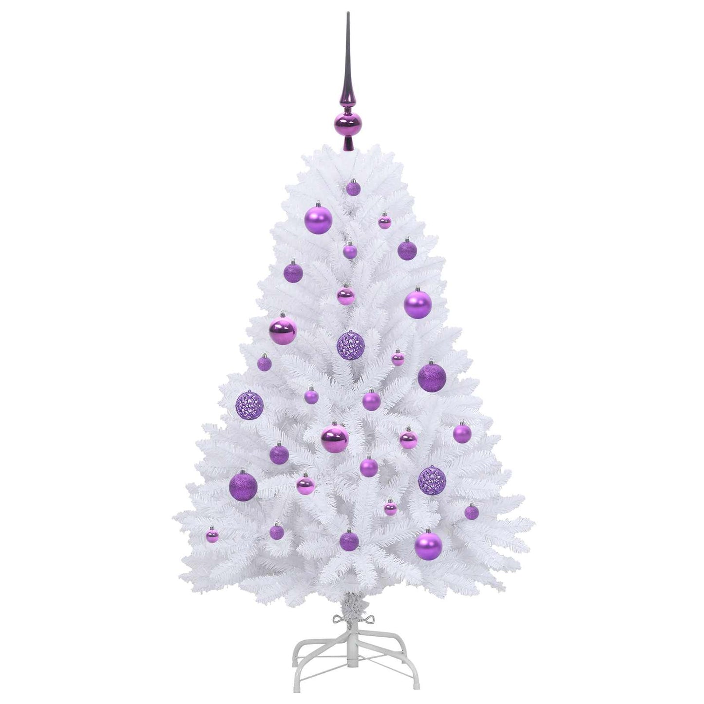 Kunstigt Hinged Juletræ med 150 LED'er Hvid 120 cm PVC og Stål