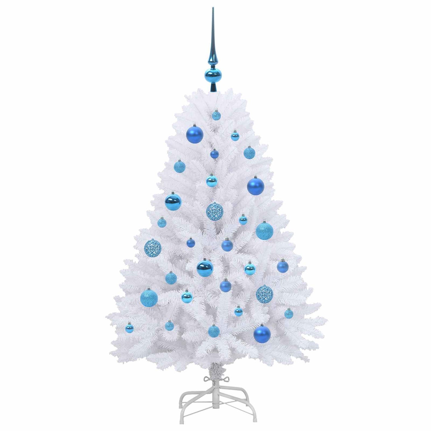 Kunstigt Hinged Juletræ med 150 LED'er Hvid 120 cm PVC og Stål