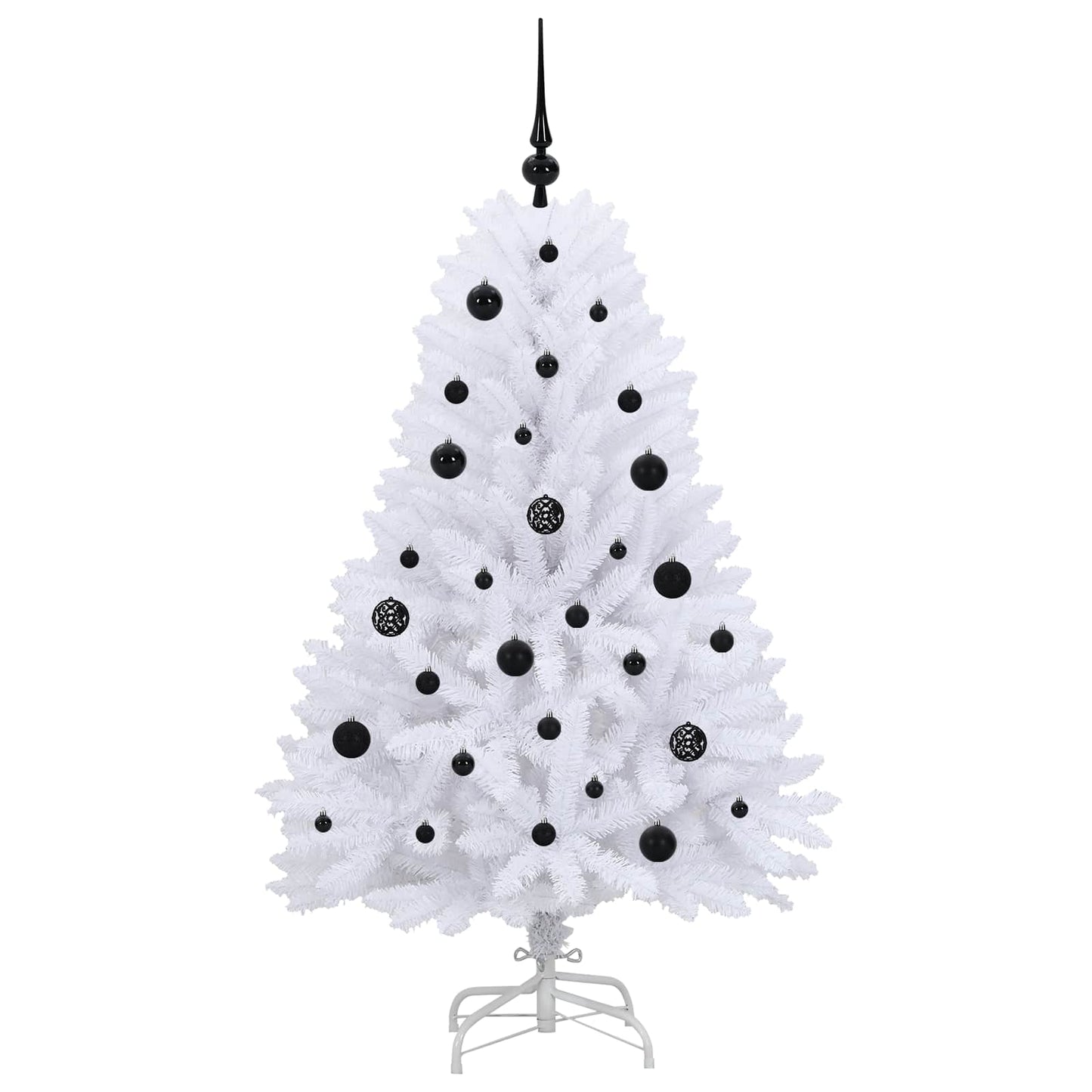 Kunstigt Hinged Juletræ med 150 LED'er Hvid 150 cm PVC og Stål